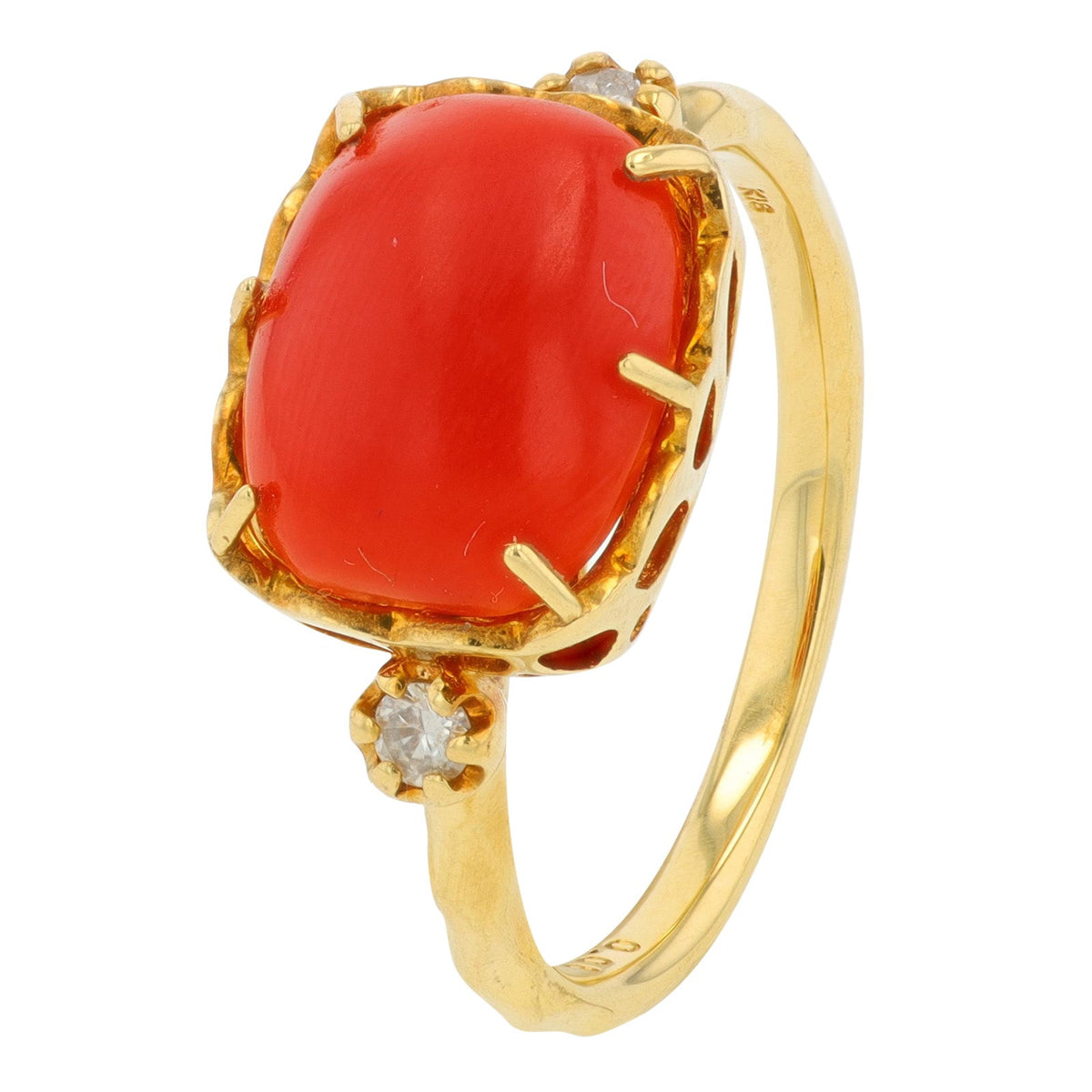 14K YG Coral Ring