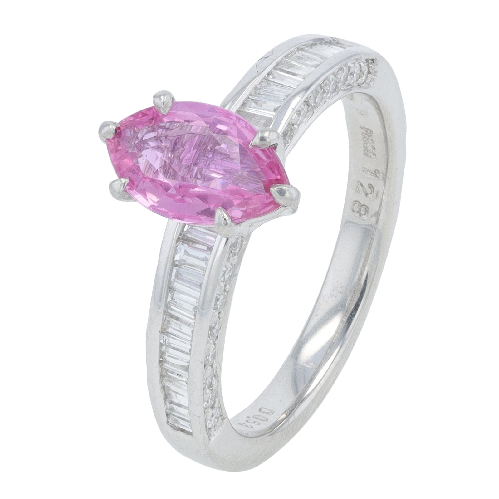 PT900 1.23 CT Marquise Pink Sapphire Ring
