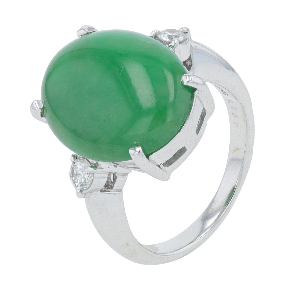 18K WG 9.06 CT Jade Center Ring