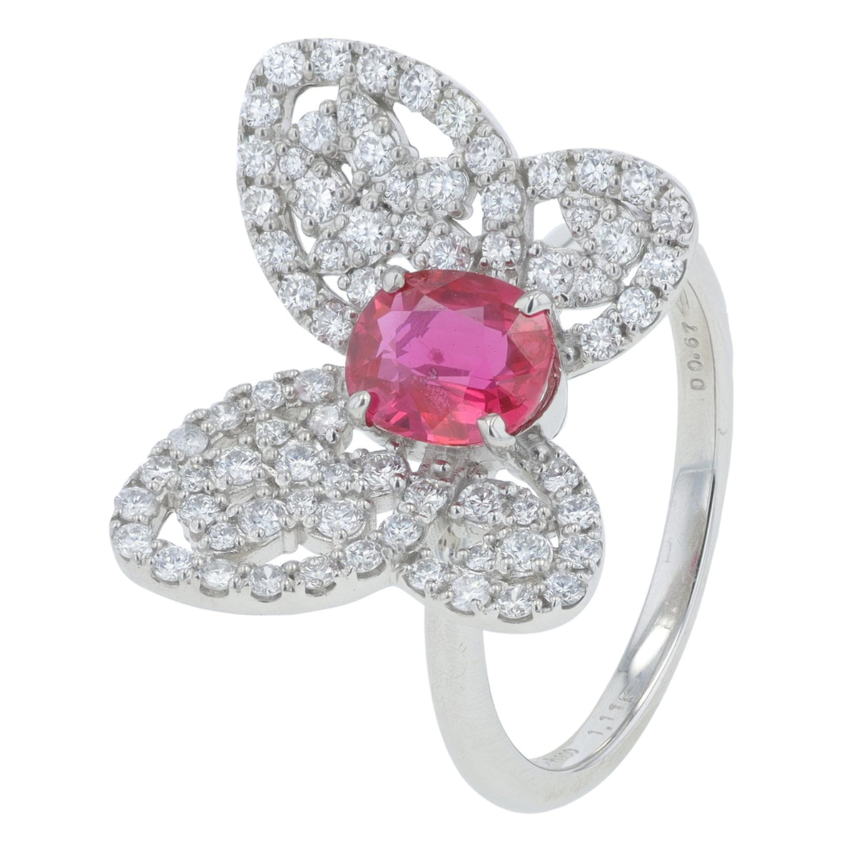 PT900 1.11 CT Ruby Center Butterfly Ring