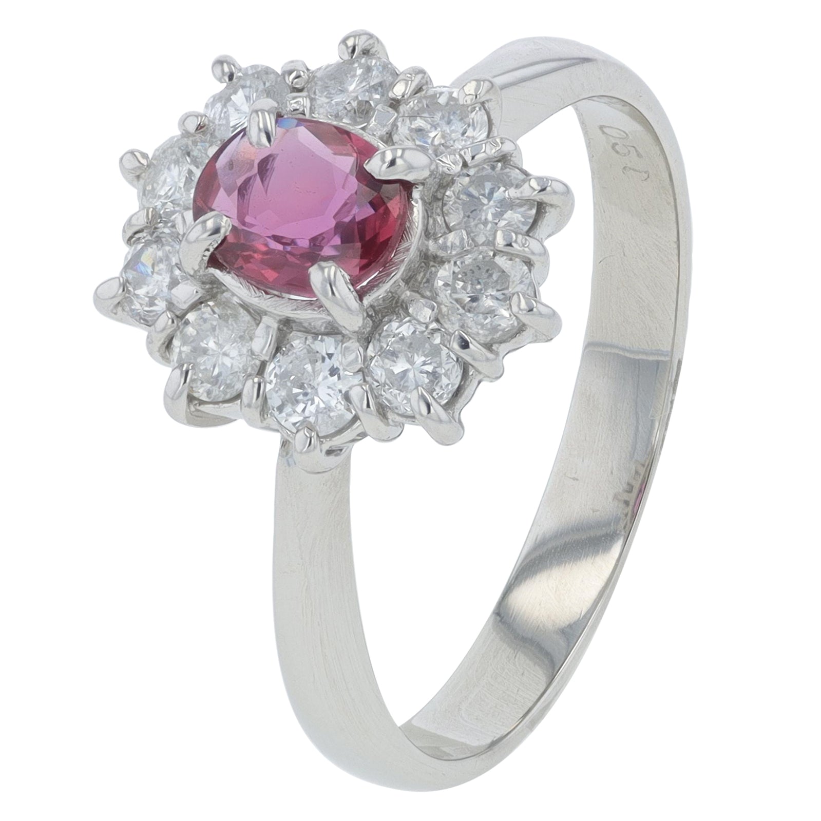 PT900 0.51 CT Ruby Halo Ring