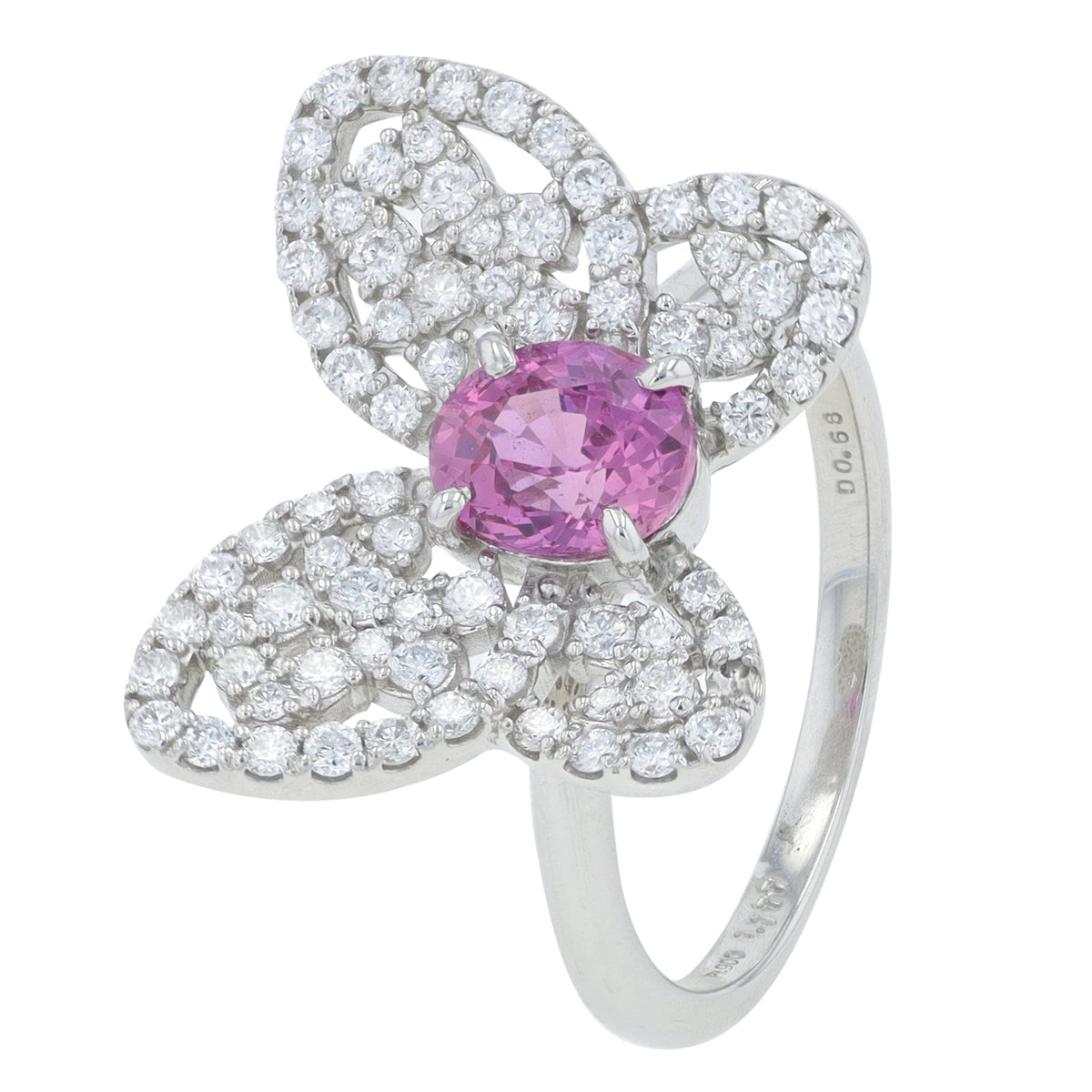 PT900 1.17 CT Pink Sapphire Center Butterfly Ring<p><strong>GI Report Available</p></strong>