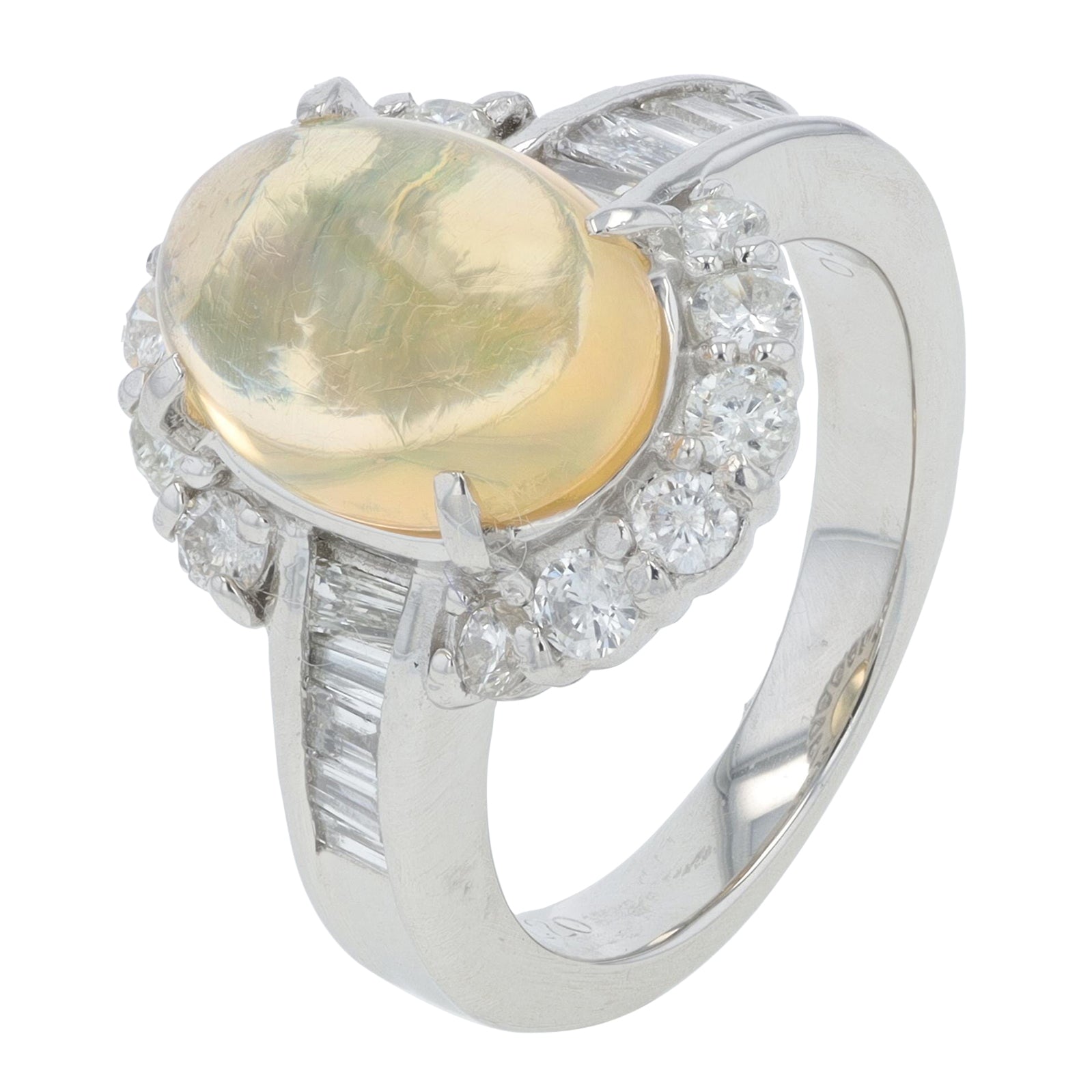 PT900 2.20 CT Opal Halo Ring