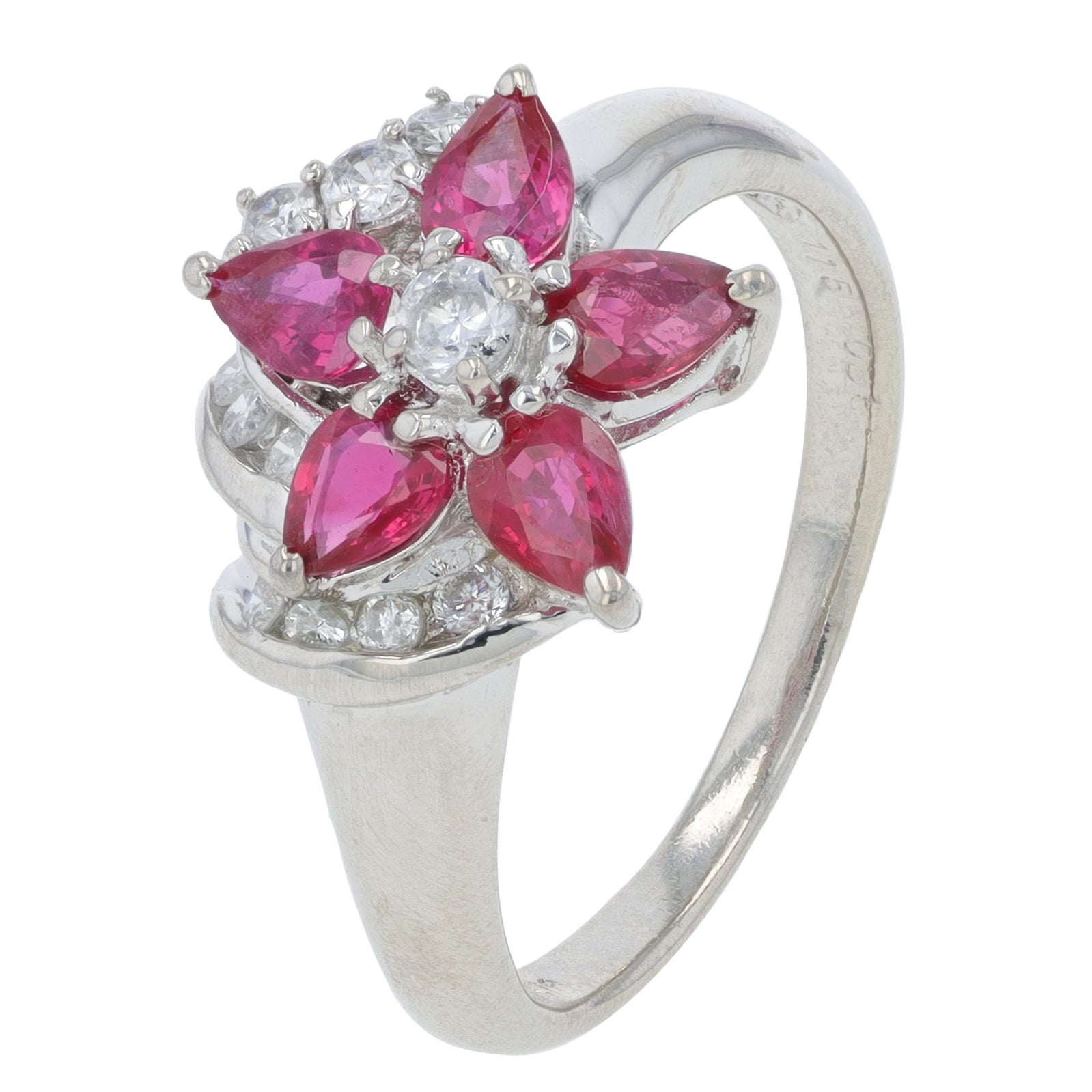 18K WG 1.15 CTW Pink Tourmaline Flower Ring