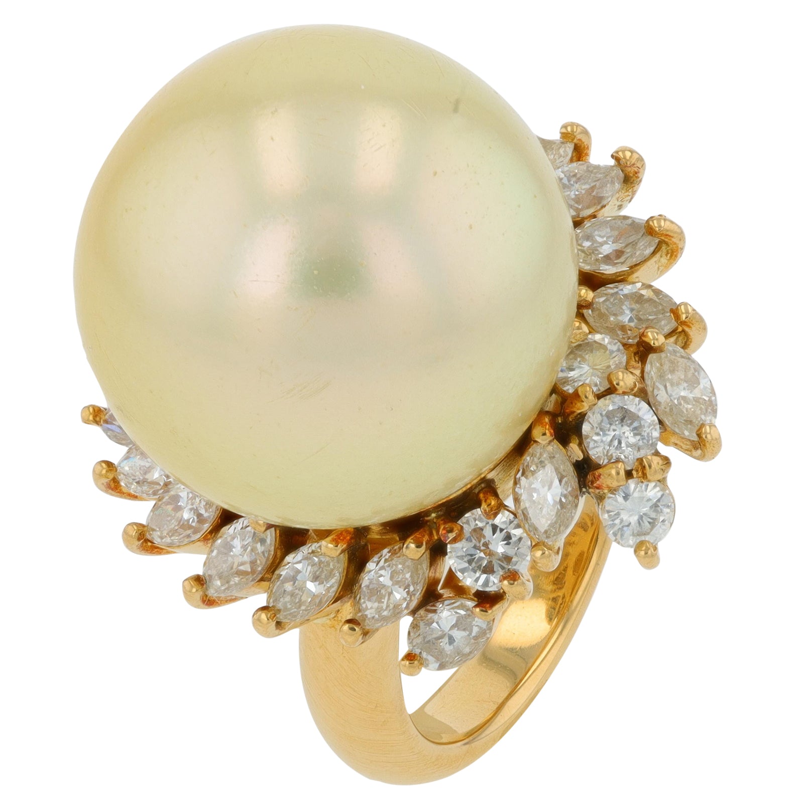 18K YG 16.7 MM Golden Pearl Cocktail Ring