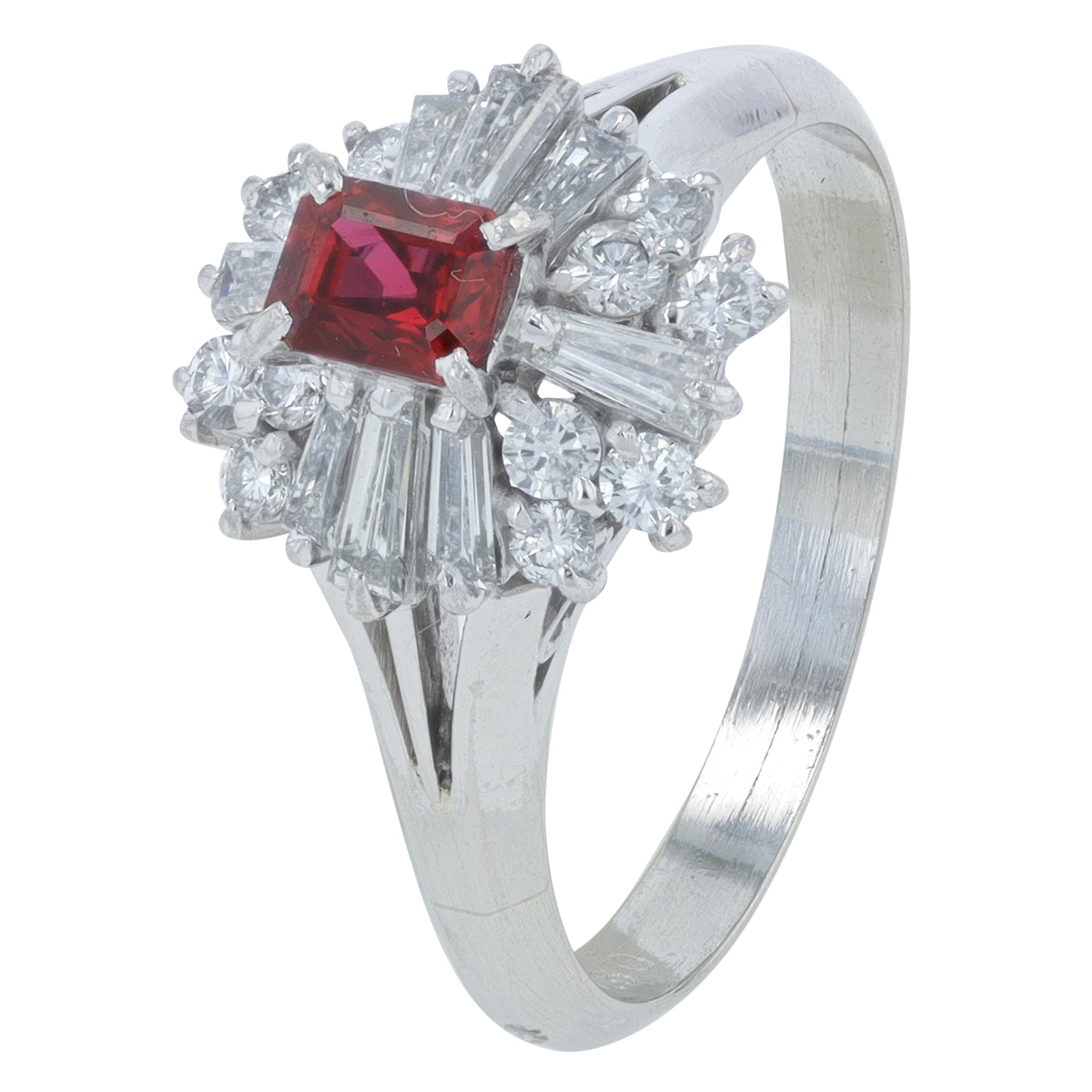 PT900 0.37 CT Ruby Center Ring