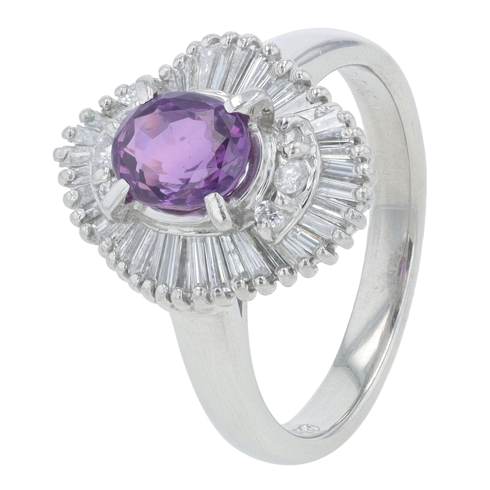 PT900 1.19 CT Purple Sapphire Halo Ring
