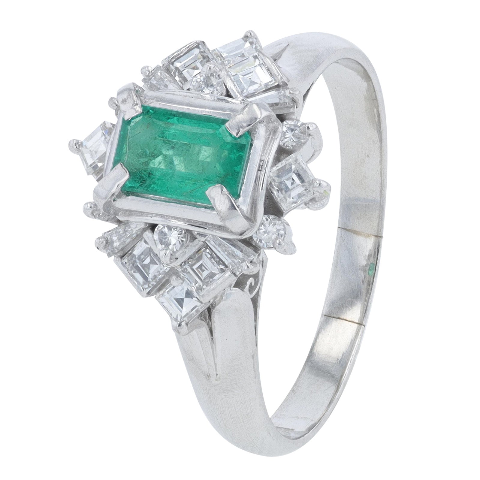 PT900 .50 CT Emerald Center Ring