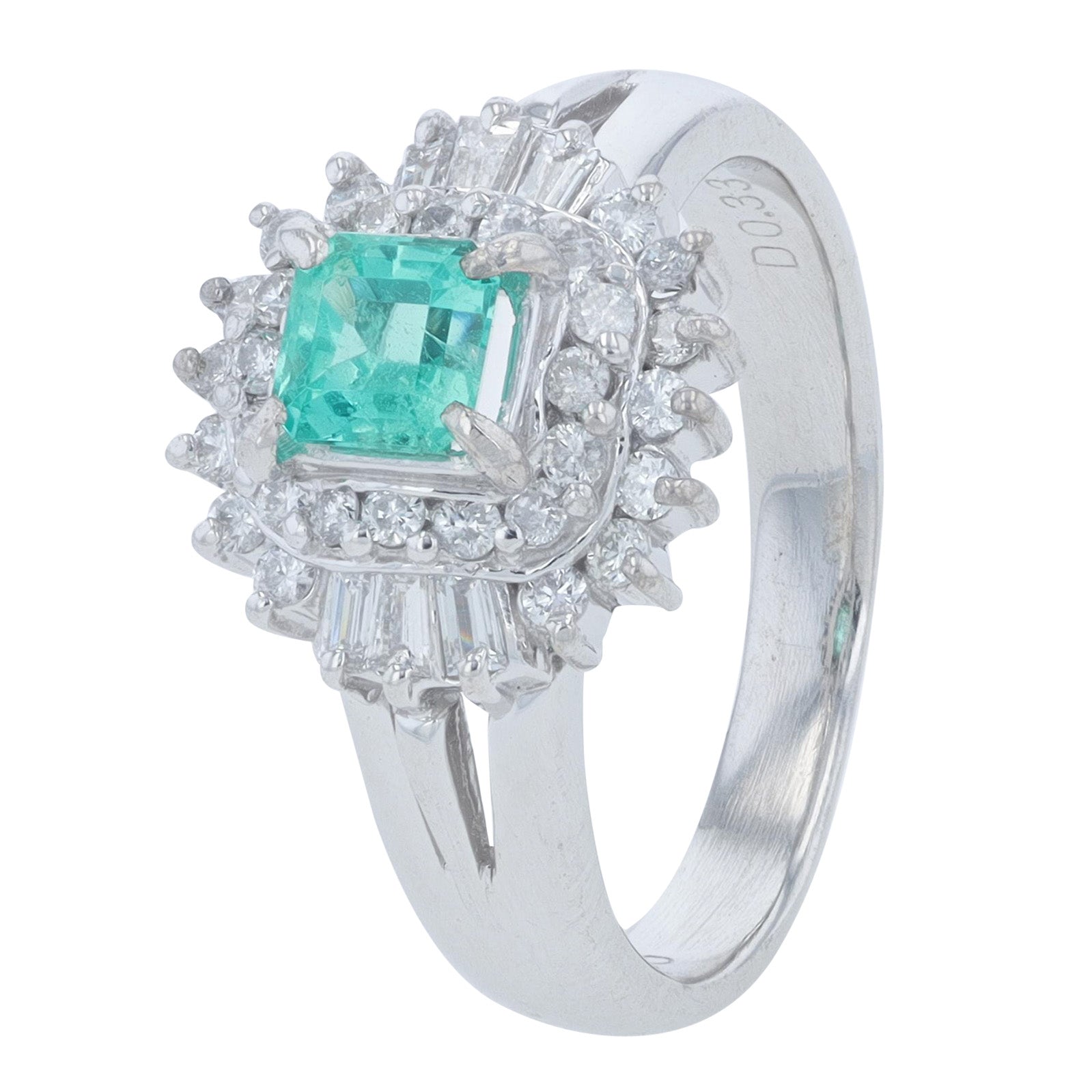 PT900 .35 CT Emerald Ring
