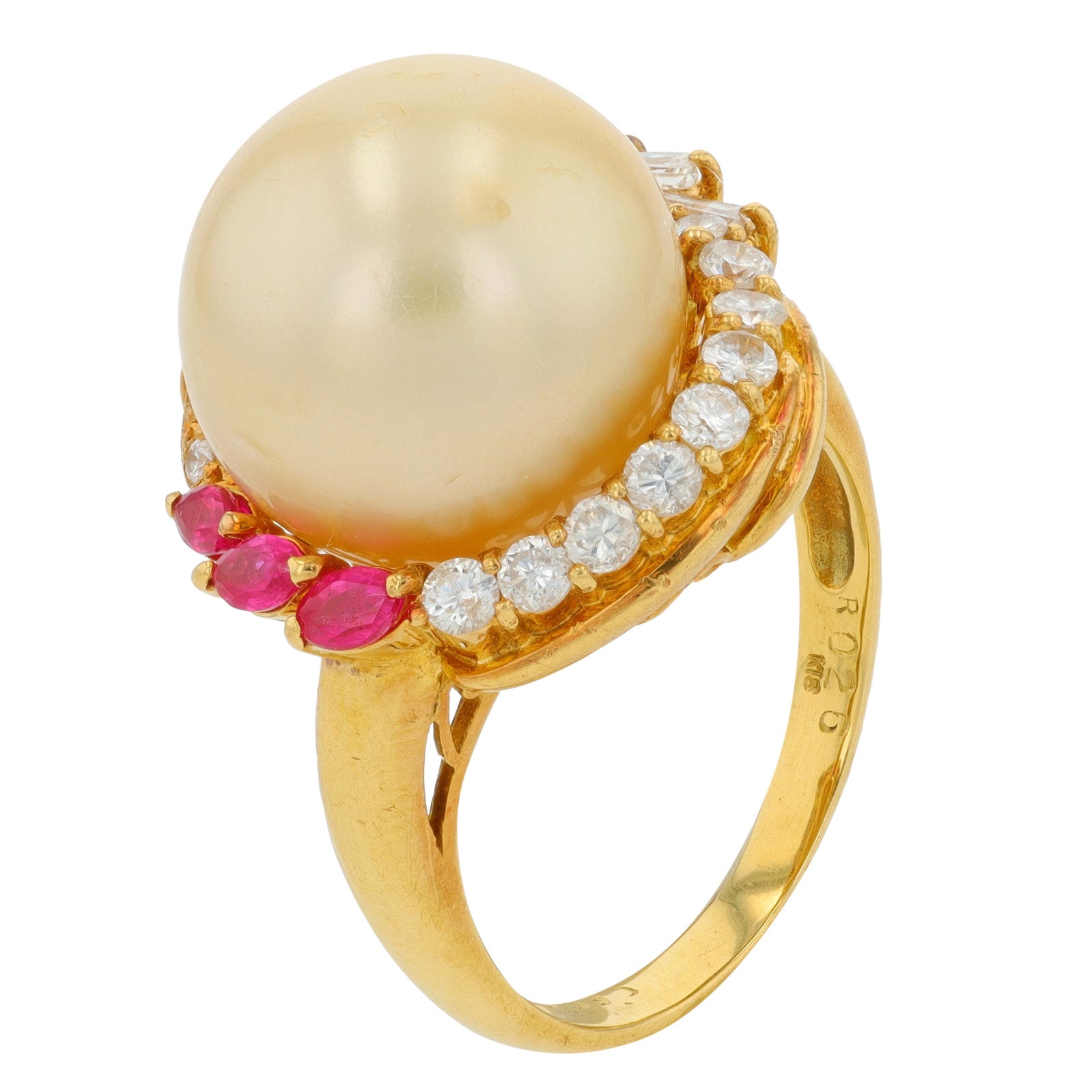 18K YG 13.22 MM Golden South Sea Pearl Ring