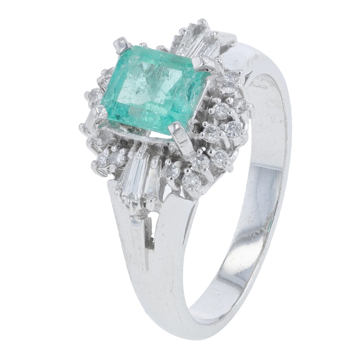 PT900 .80 CT Emerald Ring