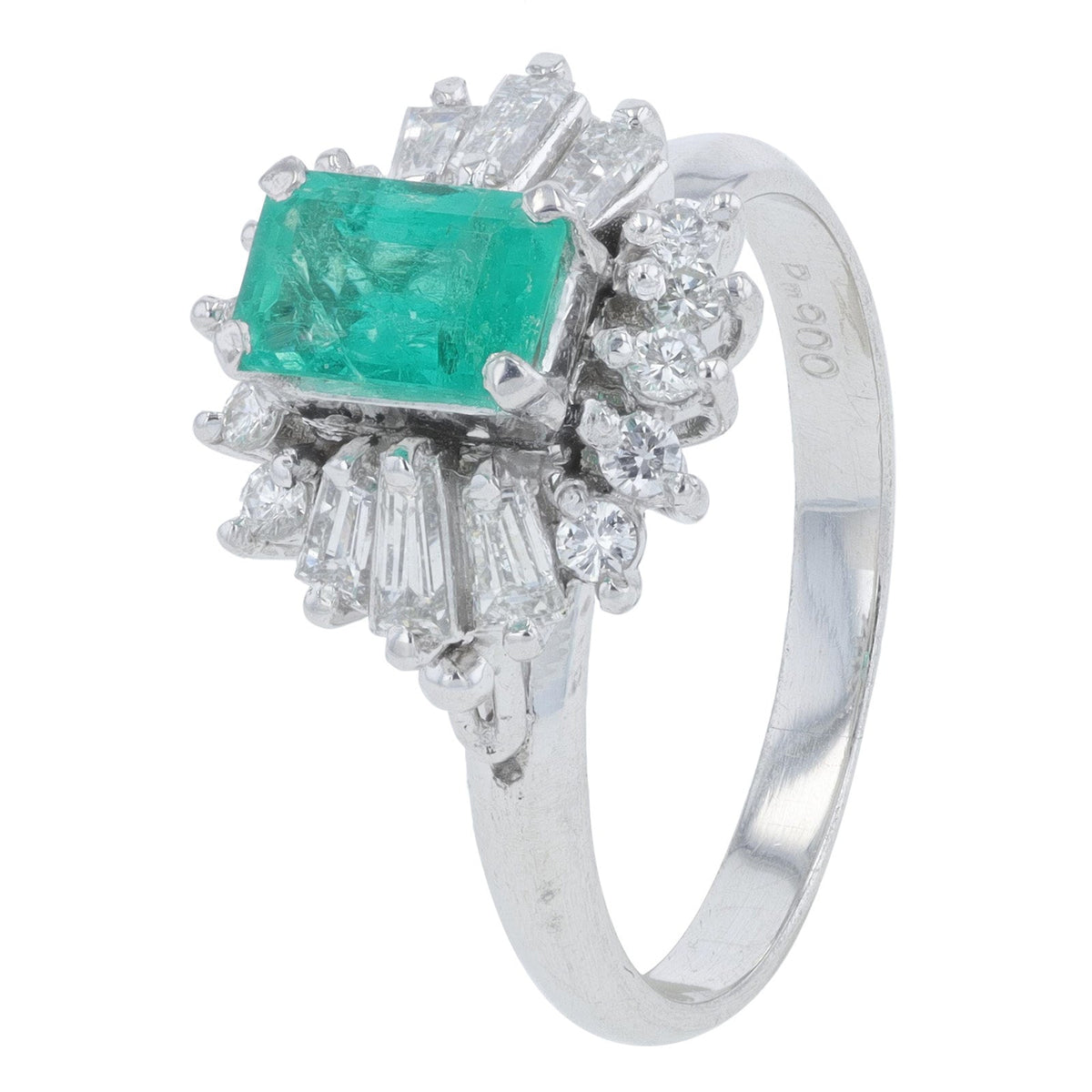 PT900 .65 CT Emerald Ring
