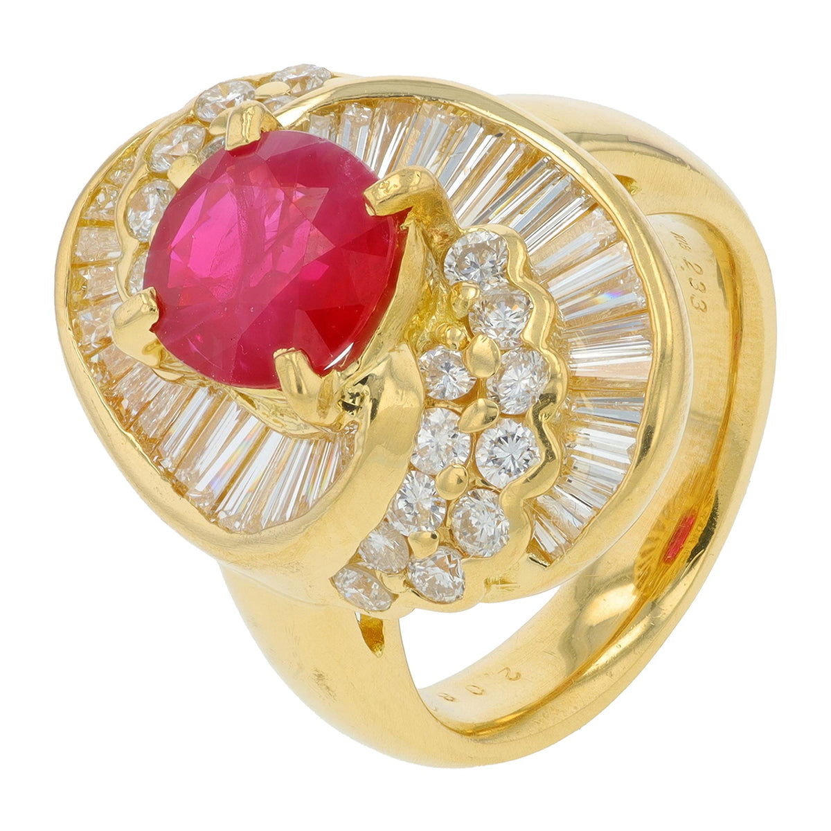 18K YG 2.33 CT Ruby Center Ring