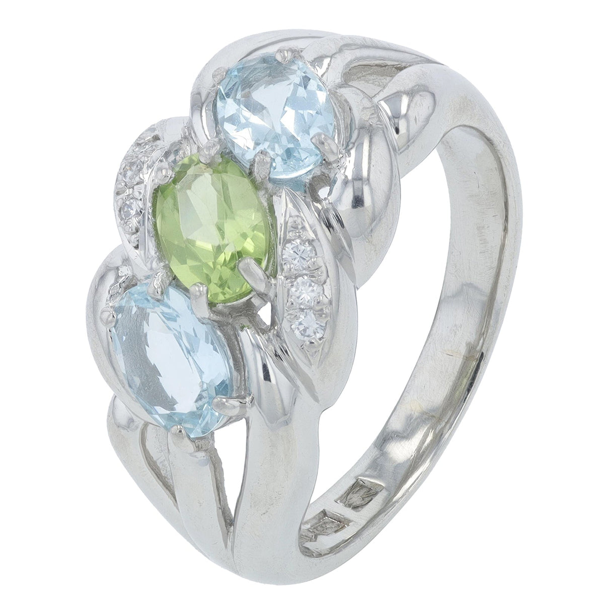 PT900 0.50 CT Peridot & 0.90 CT Aquamarine Ring