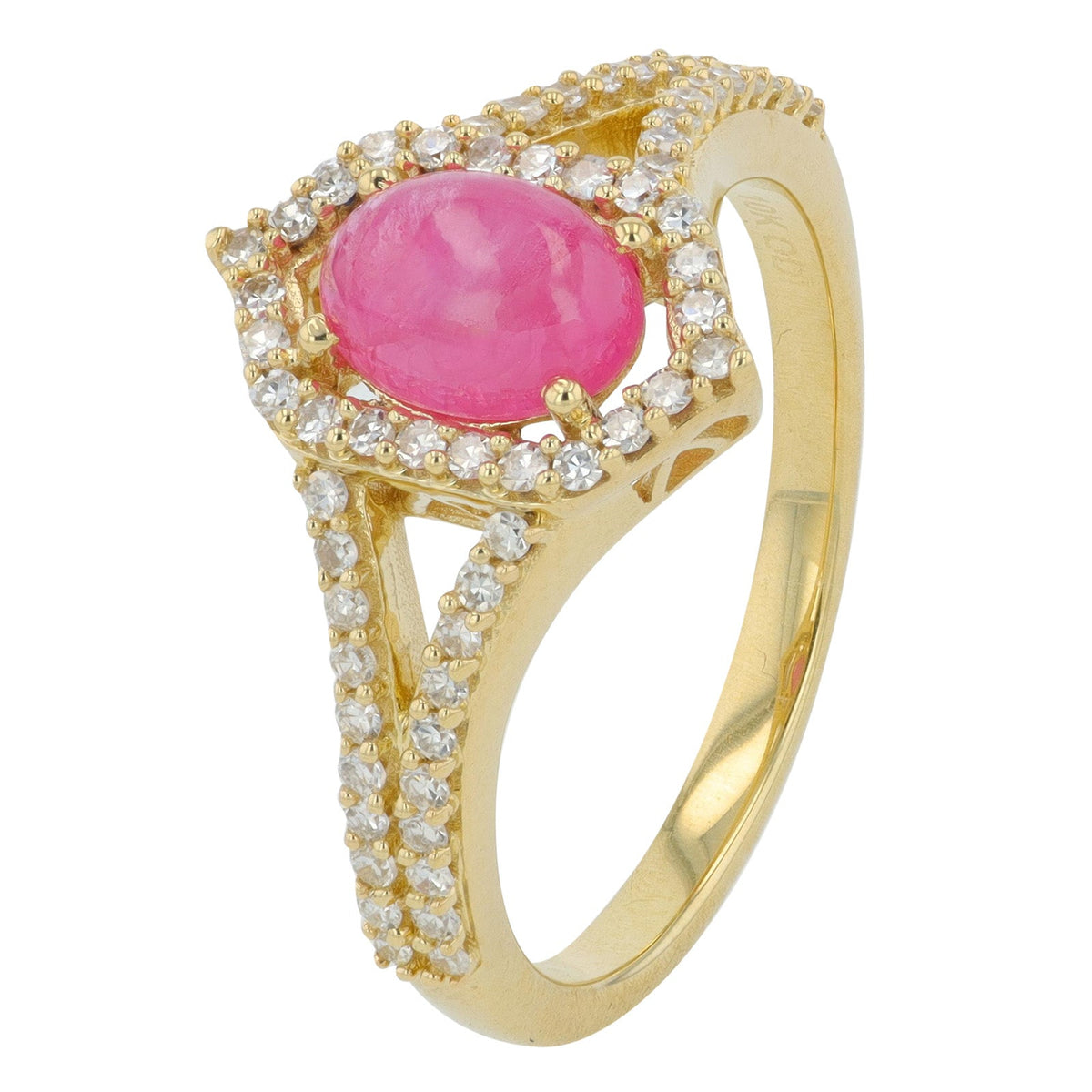 10K YG 1.22 CT Cabochon Pink Sapphire Center Ring