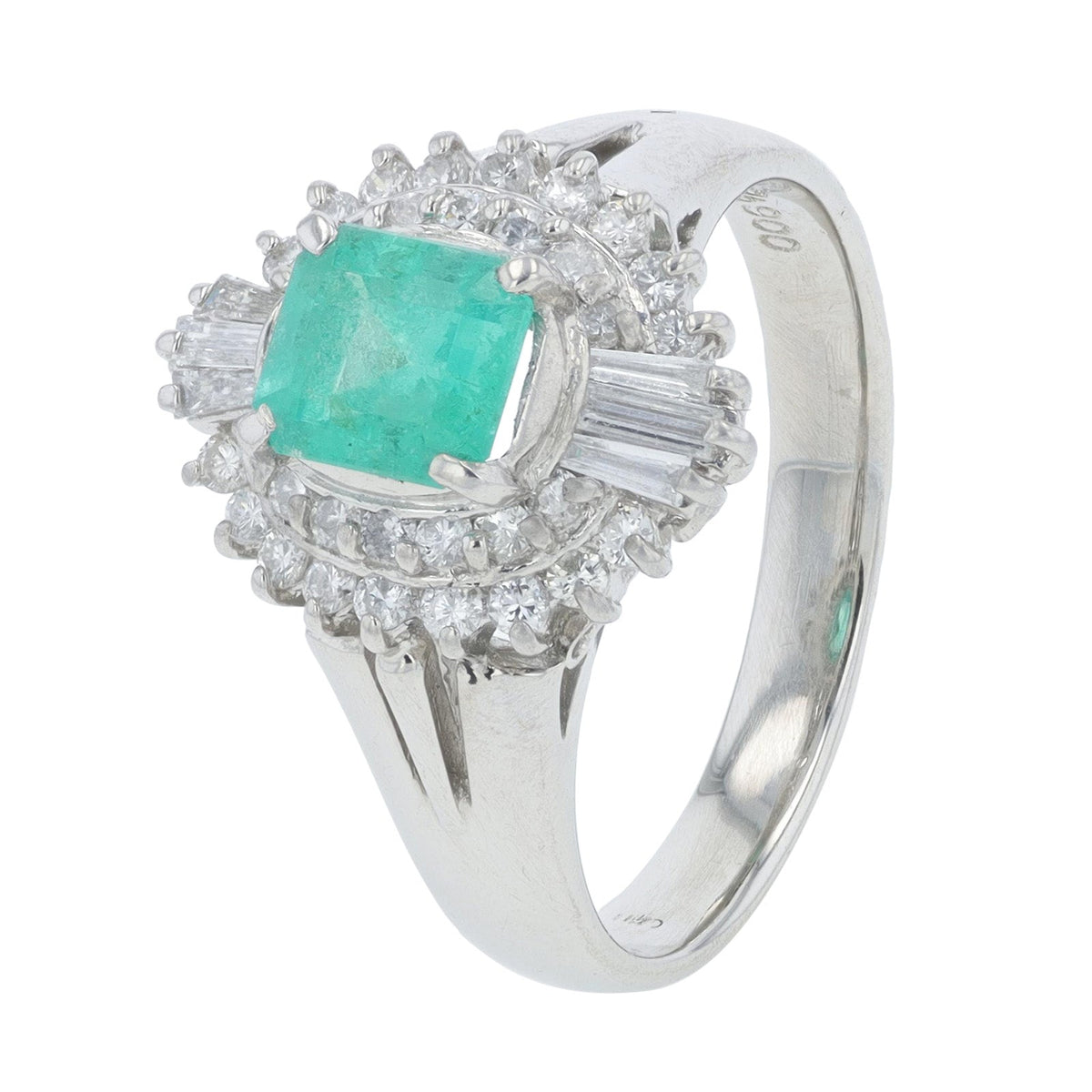 PT900 .54 CT Emerald Ring