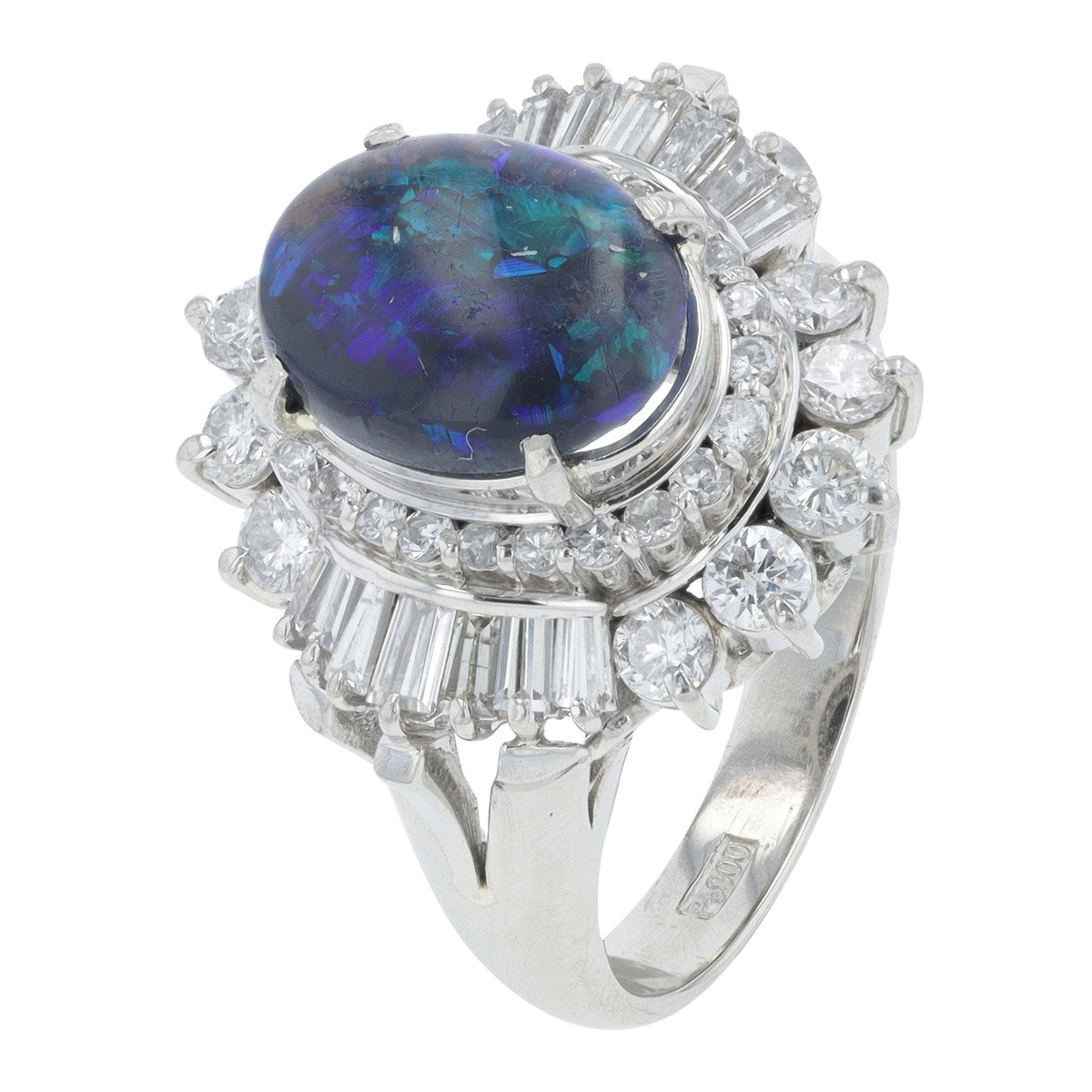 PT900 1.63 CT Black Opal Ring