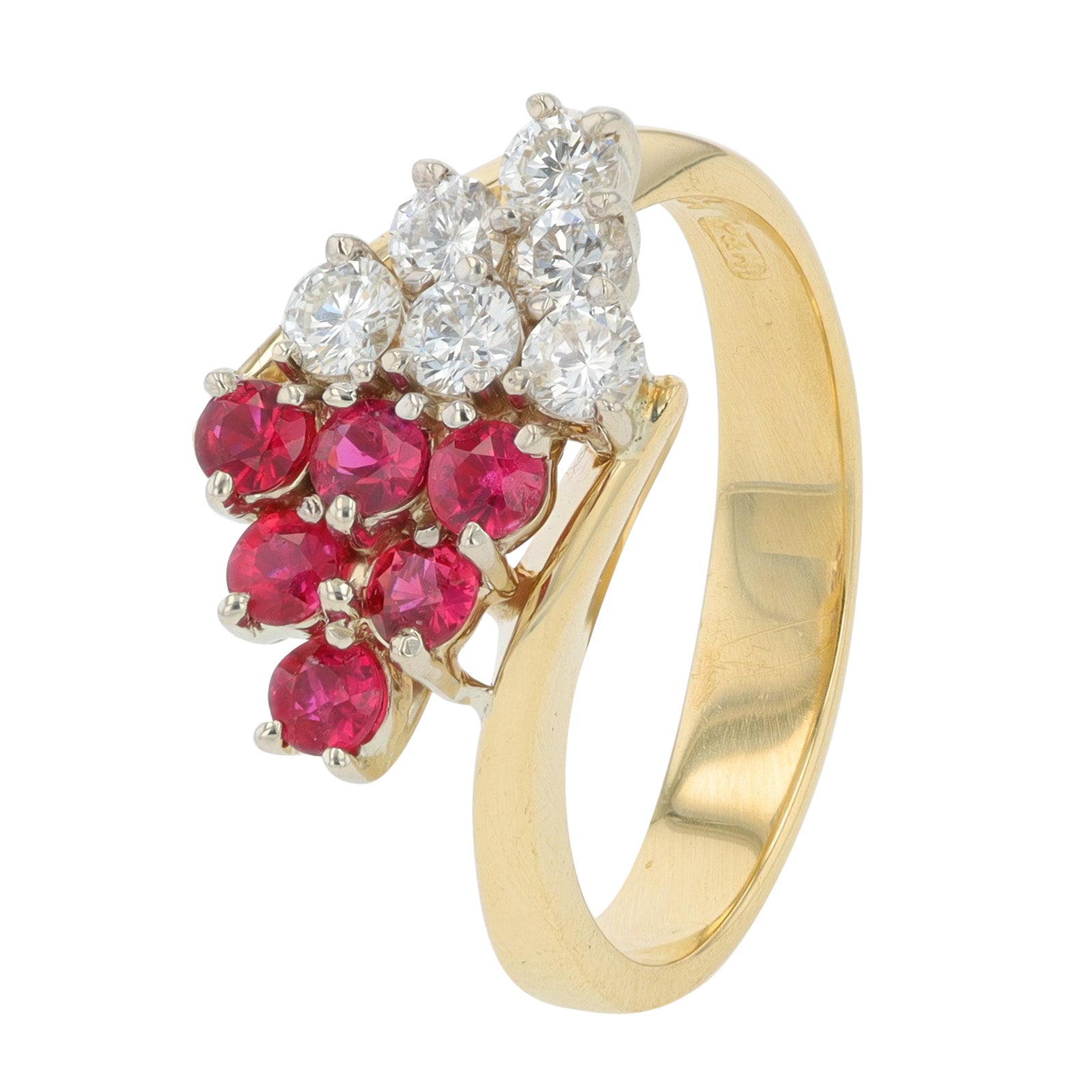 14K YG .70 CTW Ruby Bypass Ring