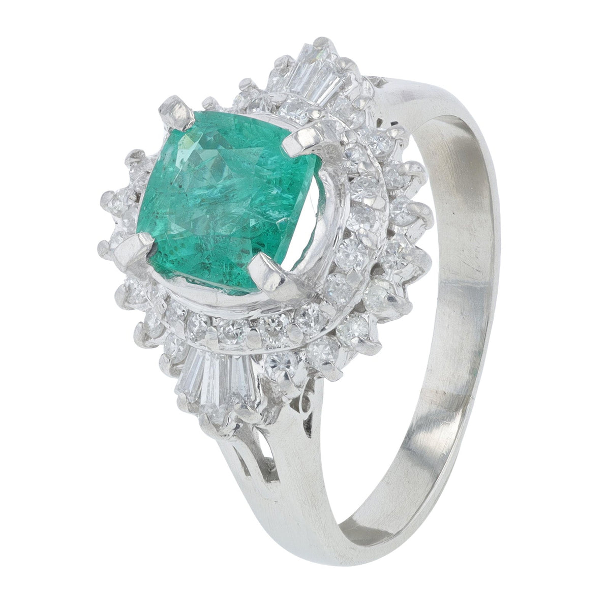 PT900 1.11 CT Colombian Emerald Ring