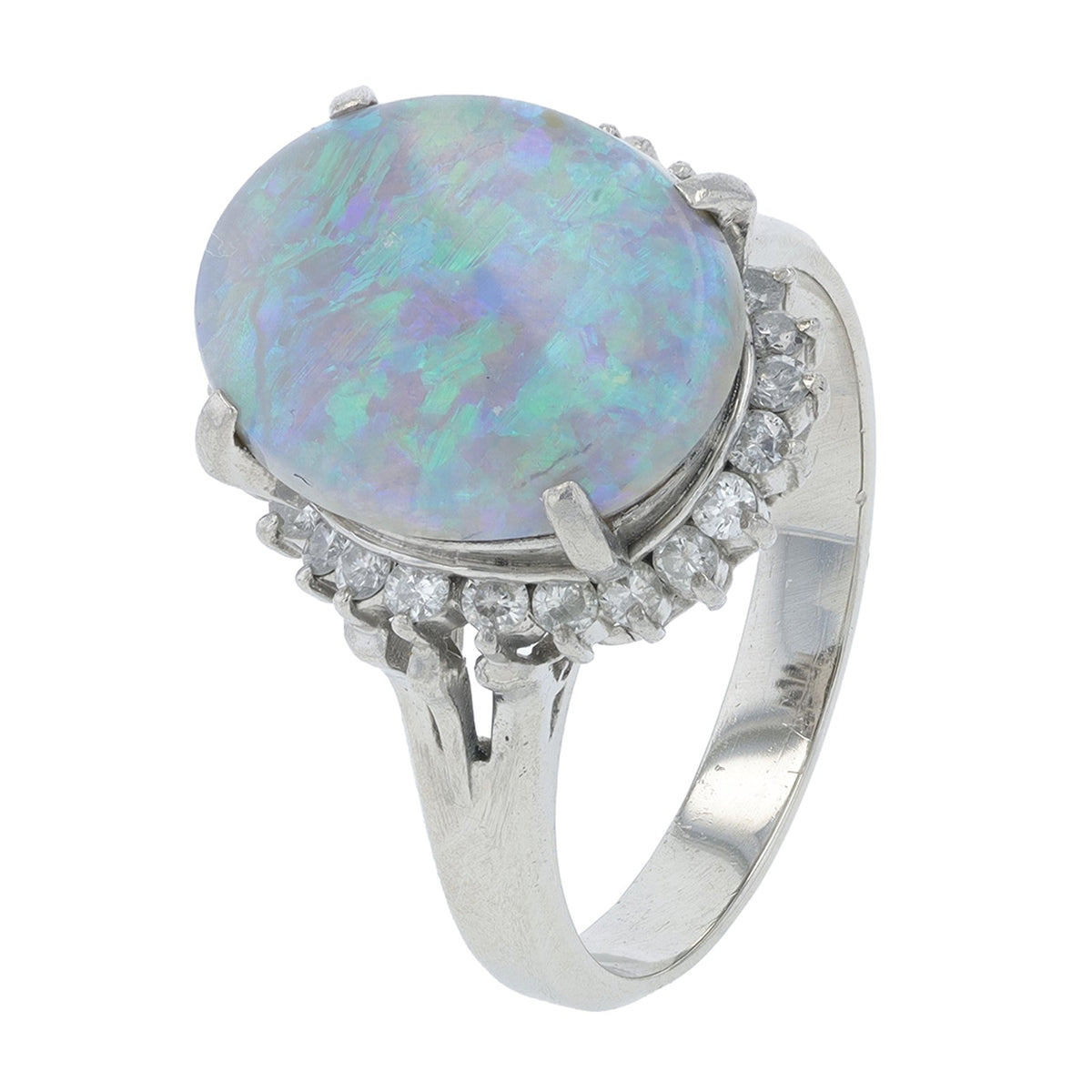 PT900 3.85 CT Black Opal Halo Ring