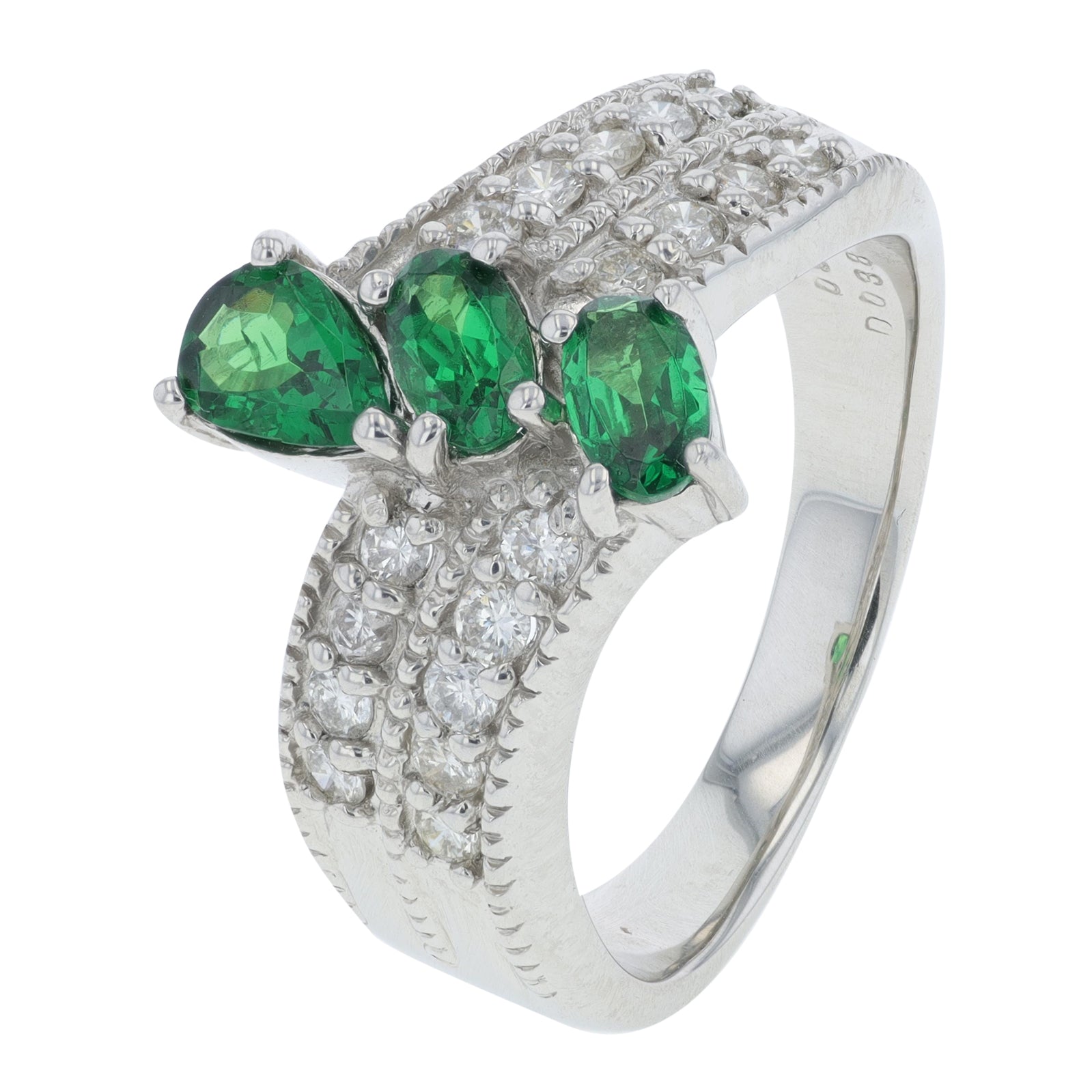 PT900 .95 CT Green Garnet Bypass Ring
