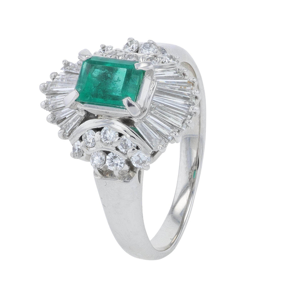 PT900 .75 CT Emerald Center Ring