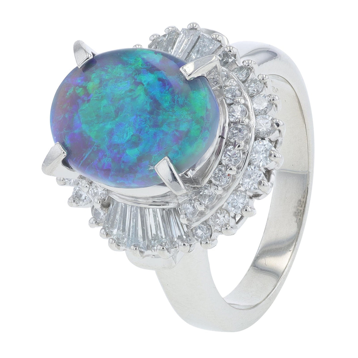 18K WG 3.23 CT Black Opal Ring