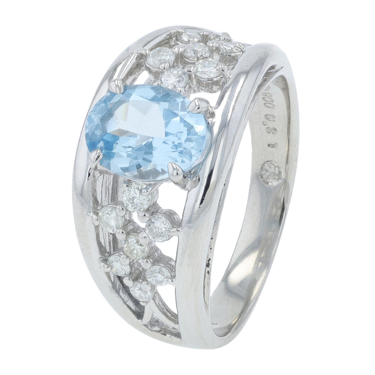 PT900 1.06 CT Aquamarine Ring