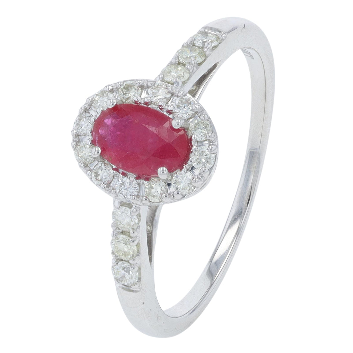 14K WG .55 CT Ruby Halo Ring