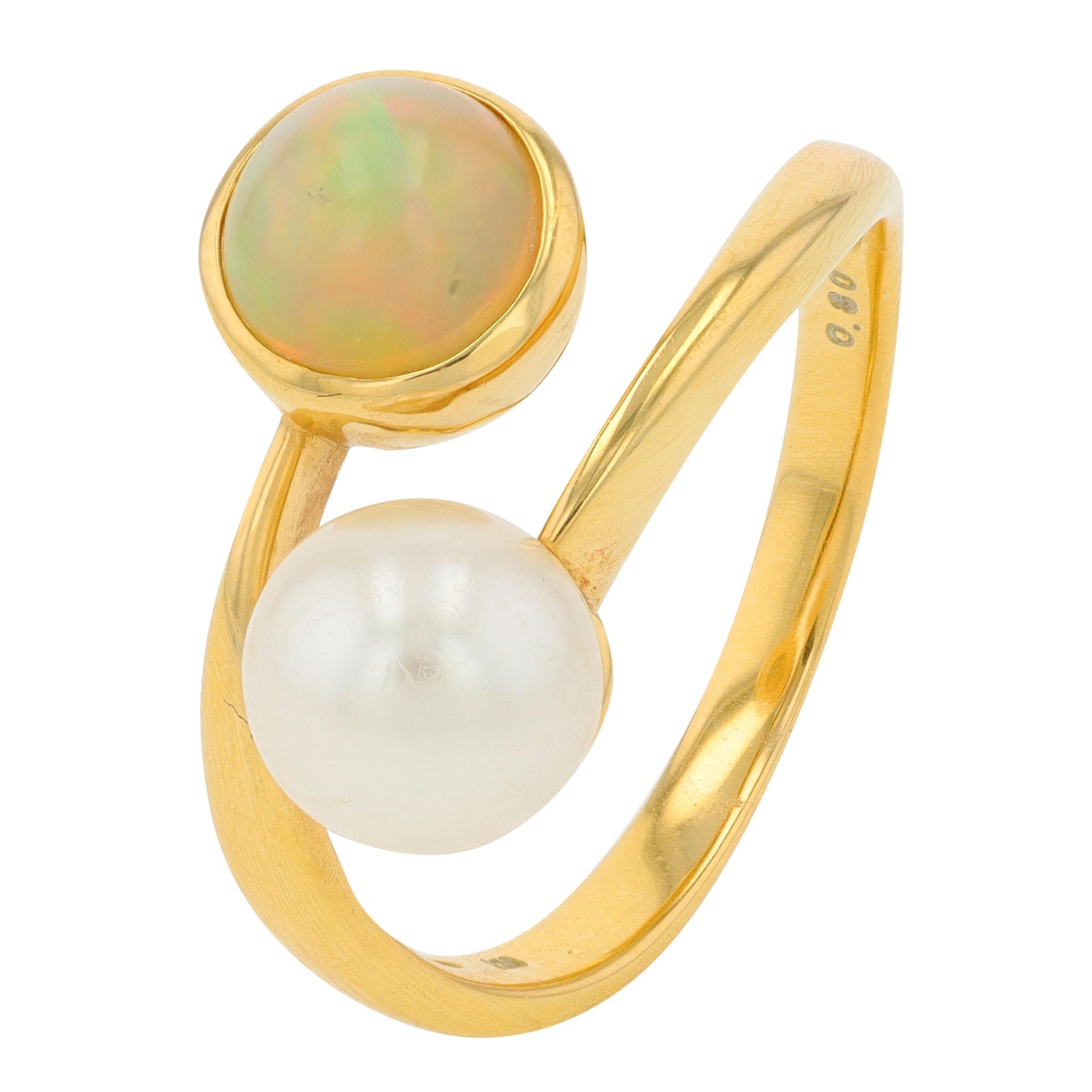 18K YG Opal & Pearl Bypass Ring