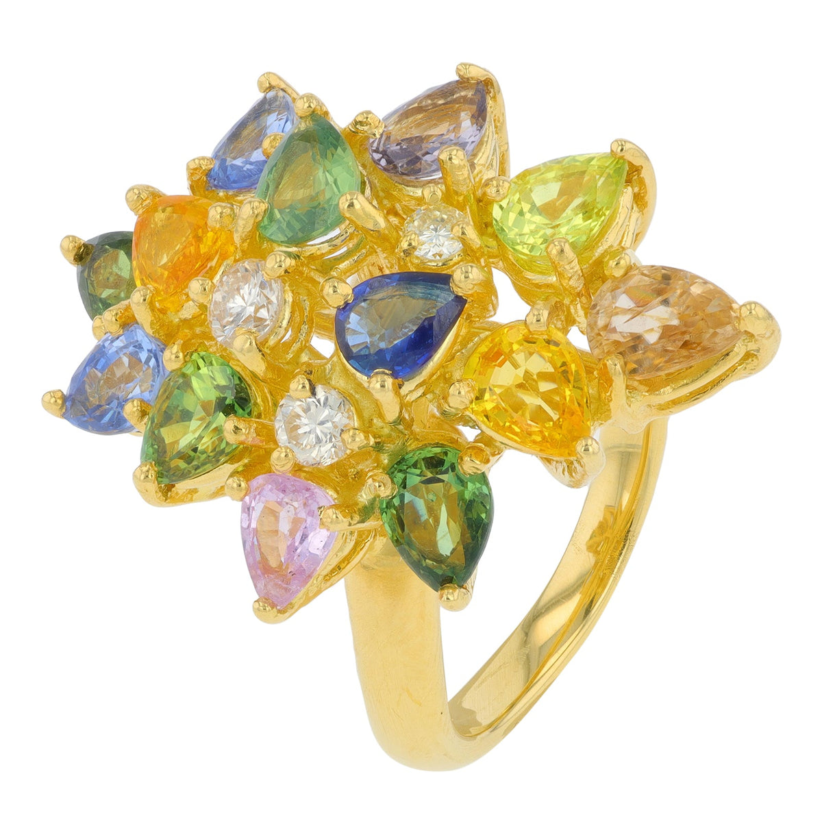 18K YG Multi Sapphire Ring