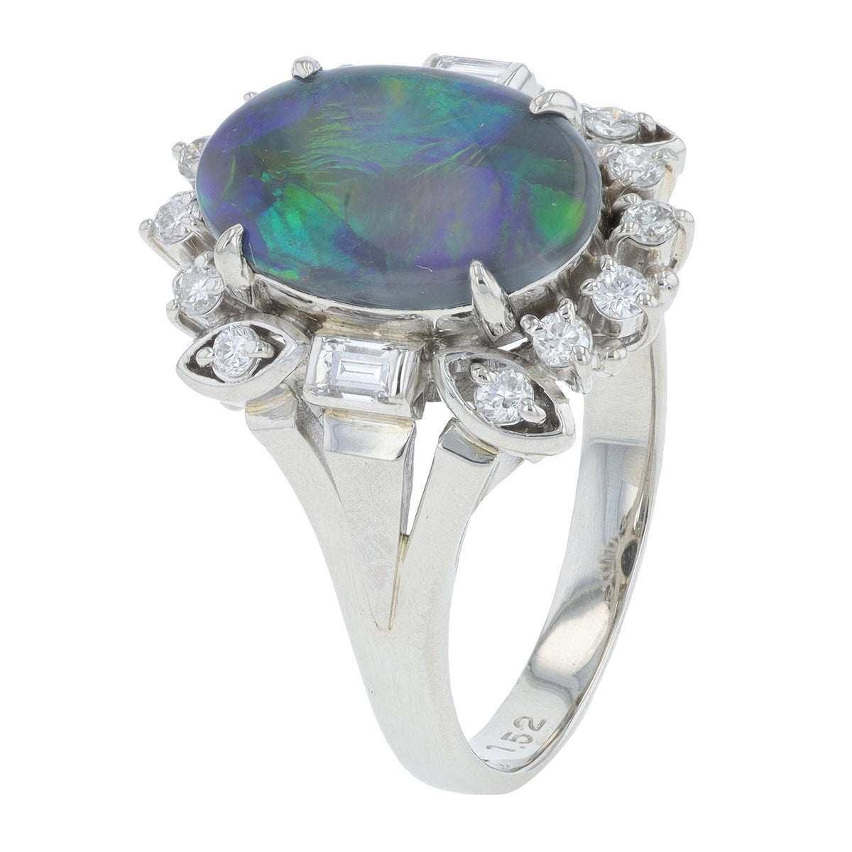 PT900 1.52 CT Black Opal Center Ring