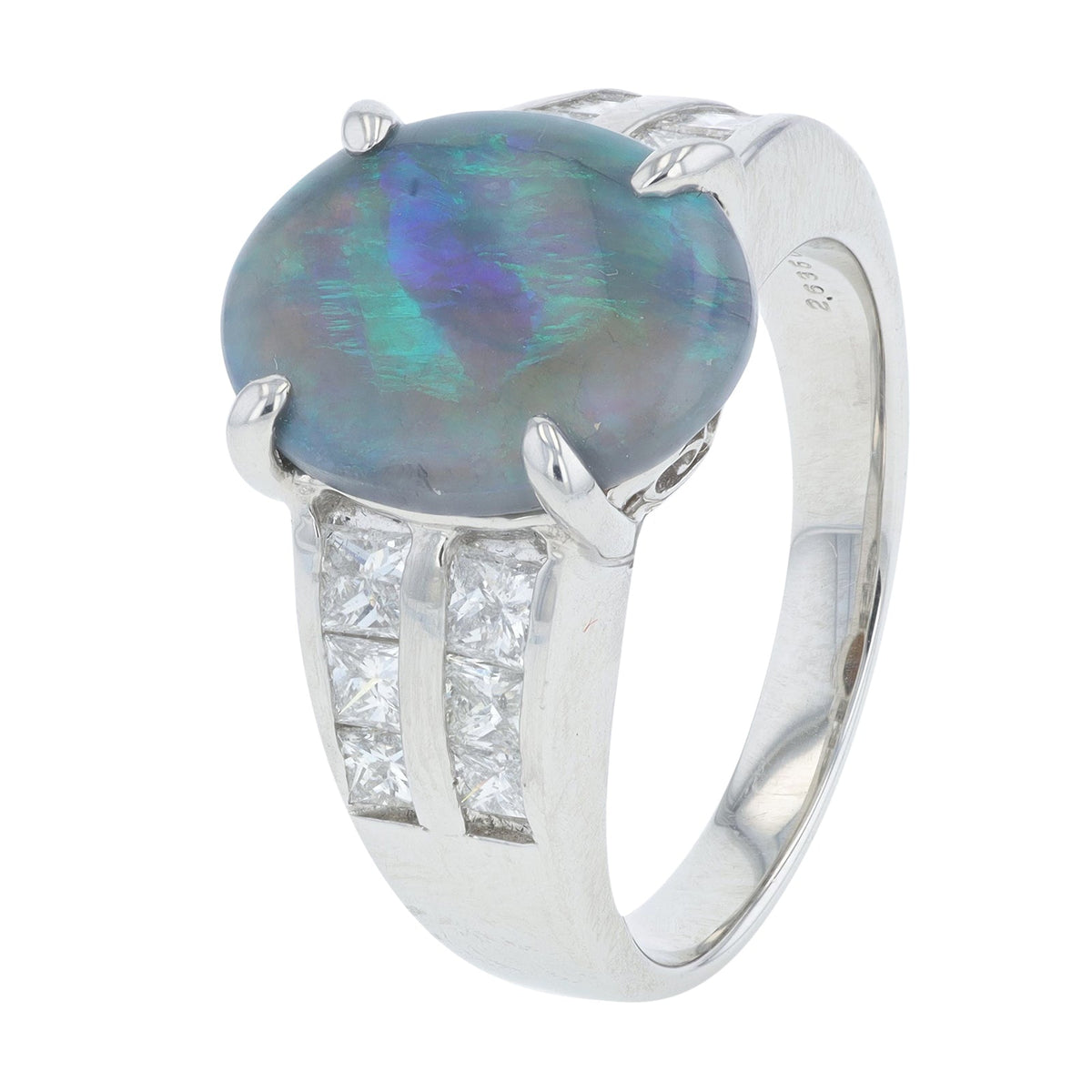 PT900 2.63 CT Black Opal Center Ring
