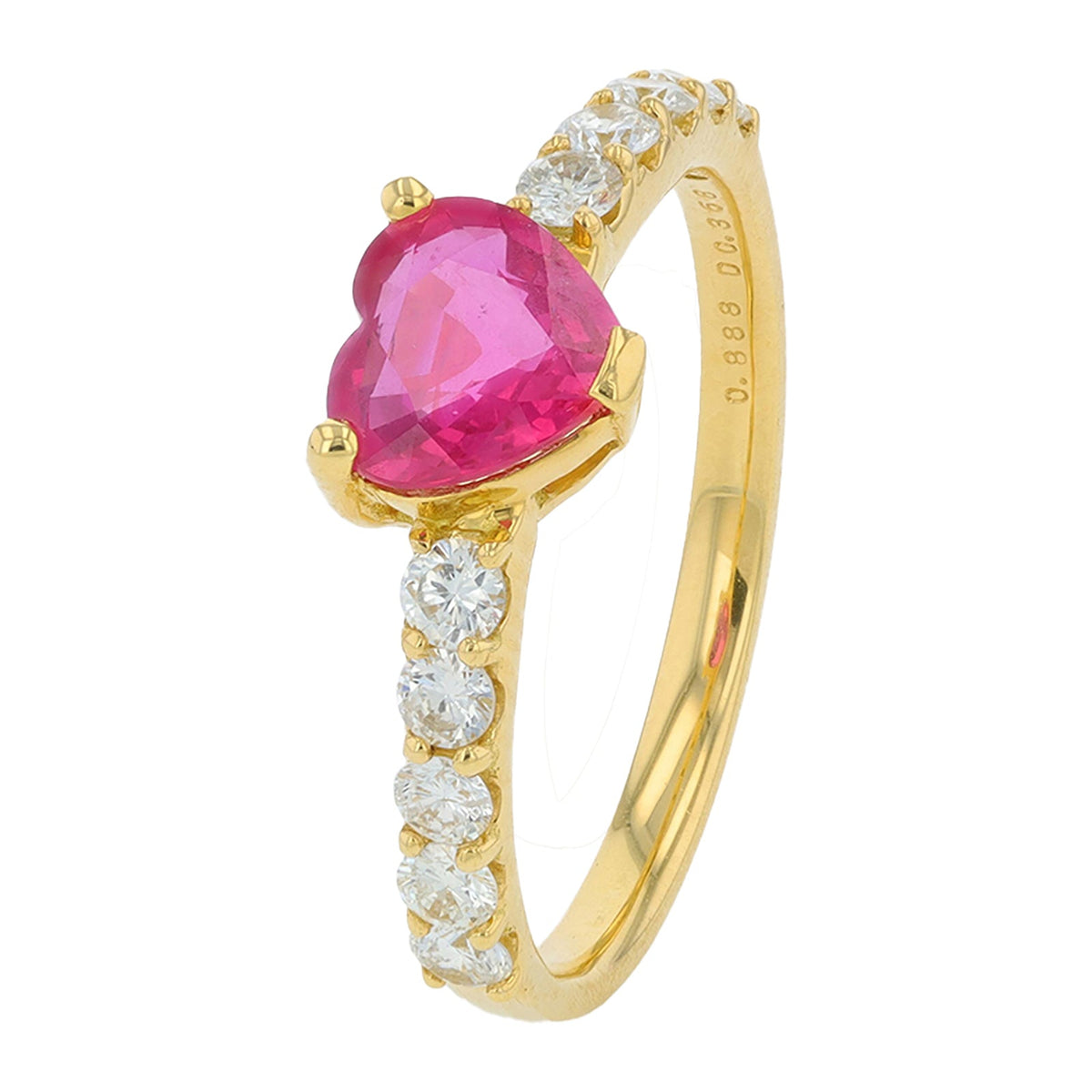 18K YG .88 CTW Ruby Heart Ring