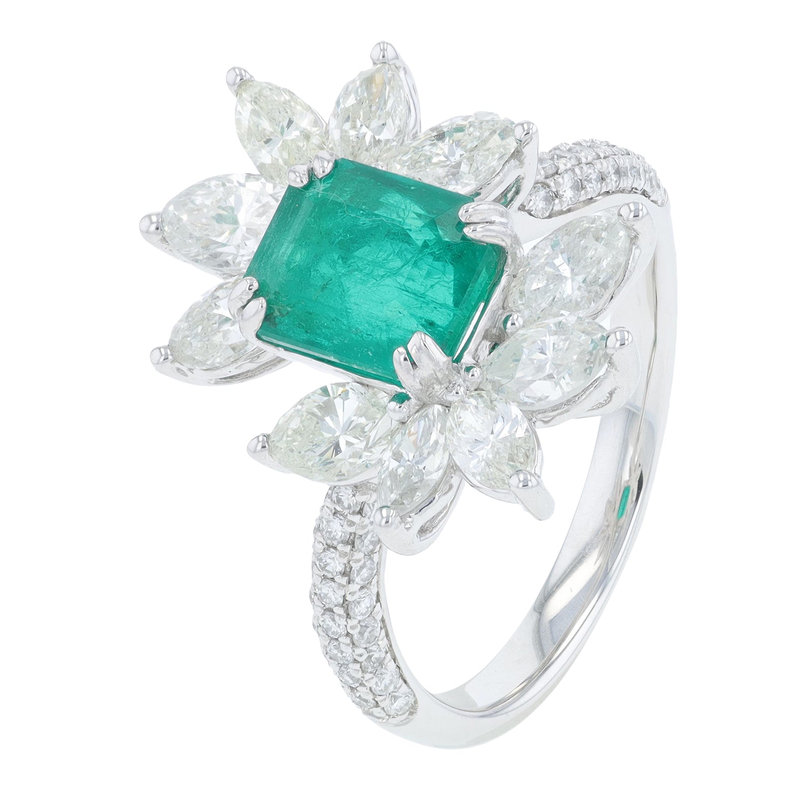 PT950 1.48 CT Emerald Center Ring