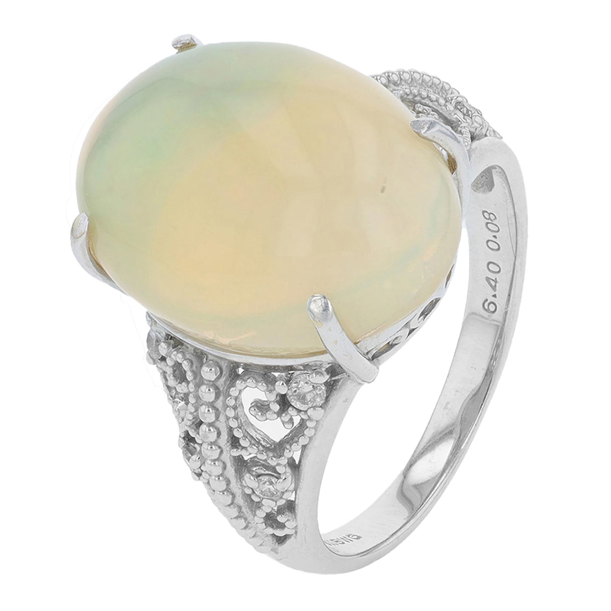 18K WG 6.40 CT Opal Ring