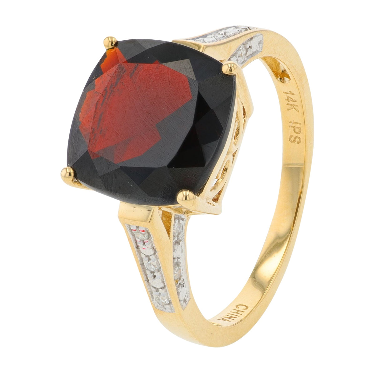14K YG Garnet Ring