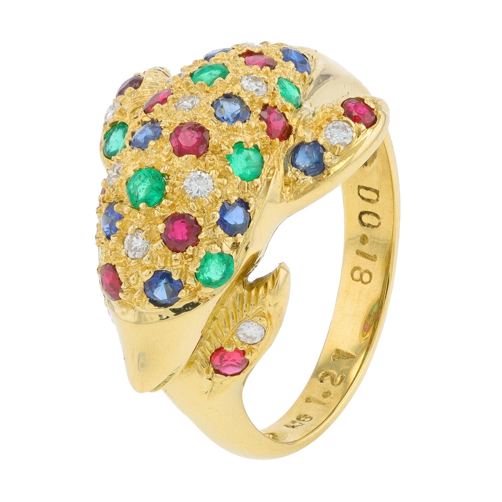 18K YG Multi Stone Dolphin Bypass Ring