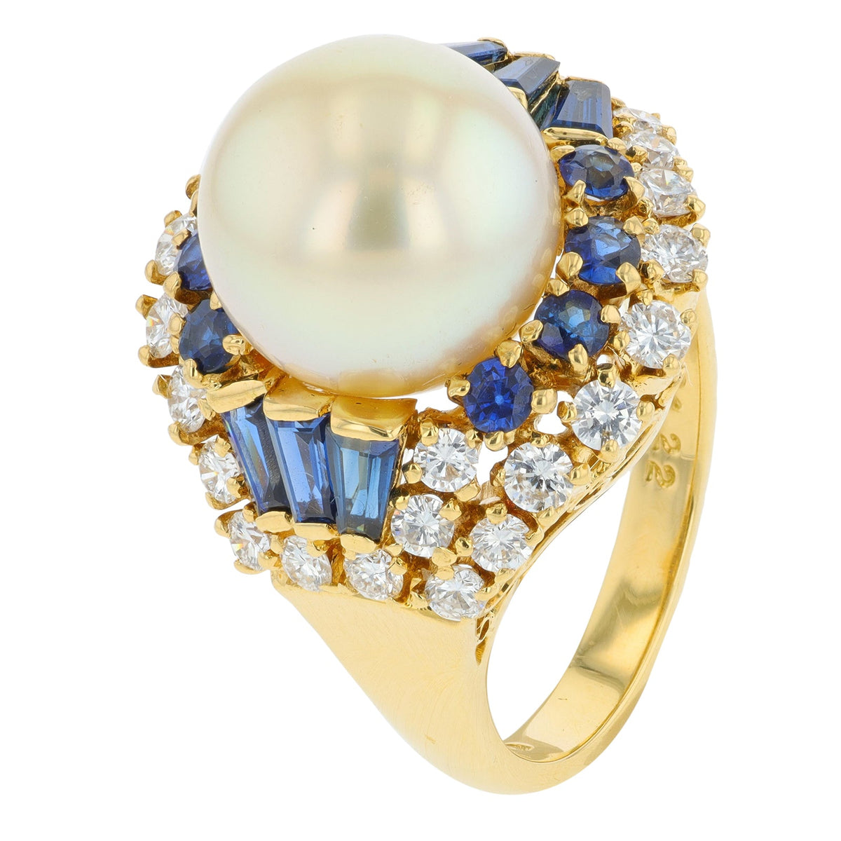 18K YG 11 MM Pearl Center Cocktail Ring
