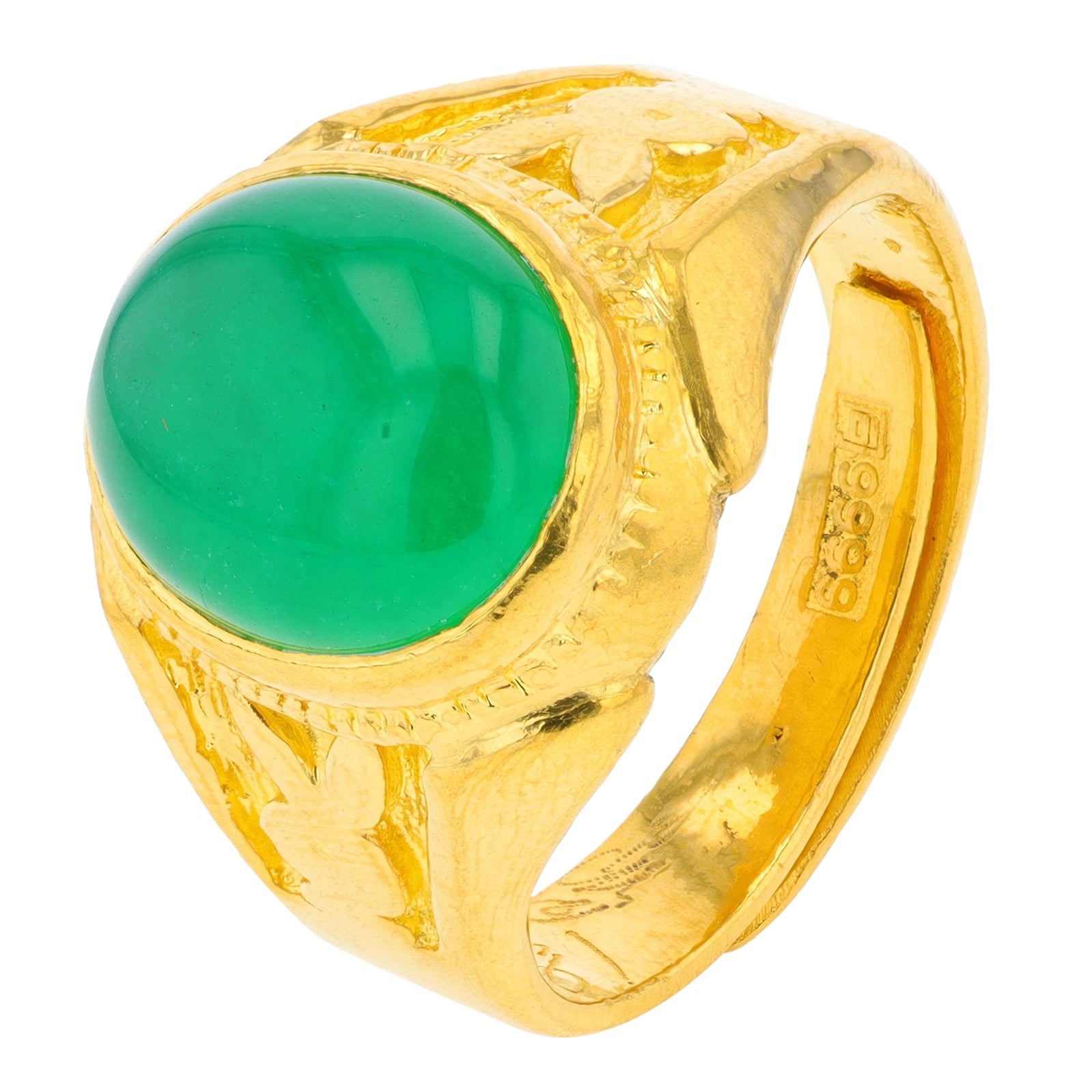 24K YG 3.81 CT Chalcedony Ring
