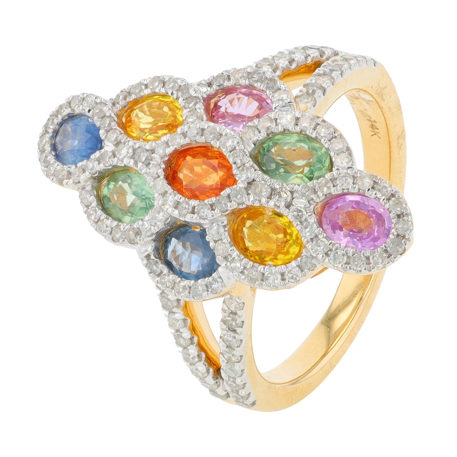 14K 2 CTW Multi Sapphire Sheild Ring<p><strong>More Colors Available</p></strong>