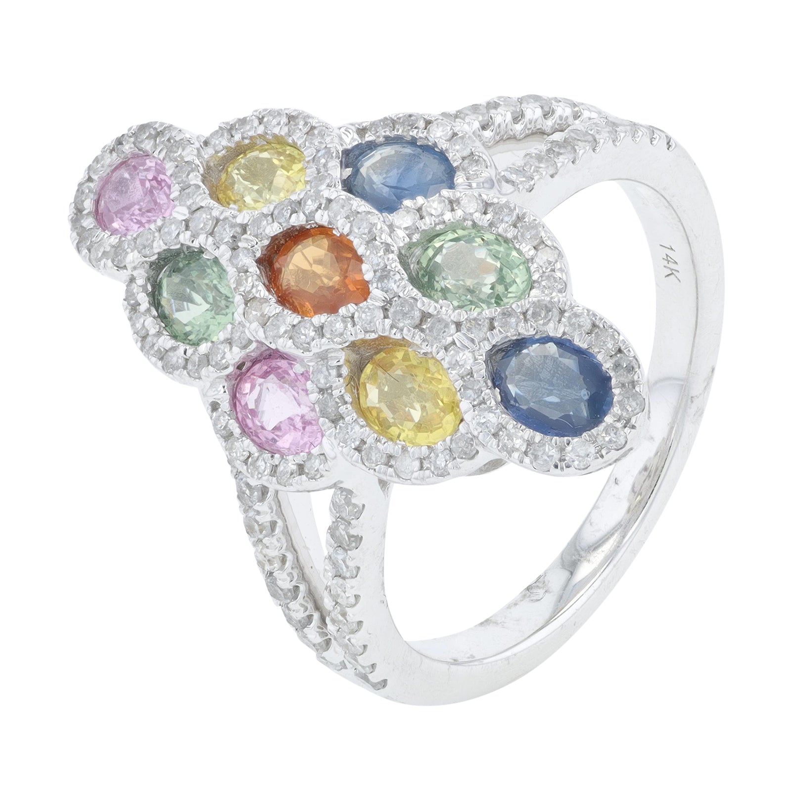 14K 2 CTW Multi Sapphire Sheild Ring<p><strong>More Colors Available</p></strong>
