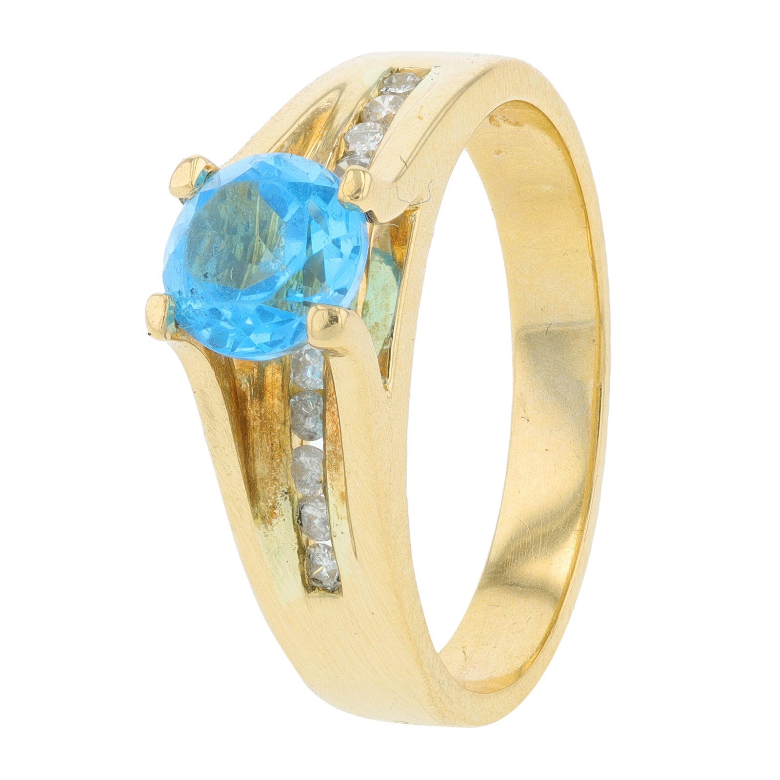 14K YG Blue Topaz Ring