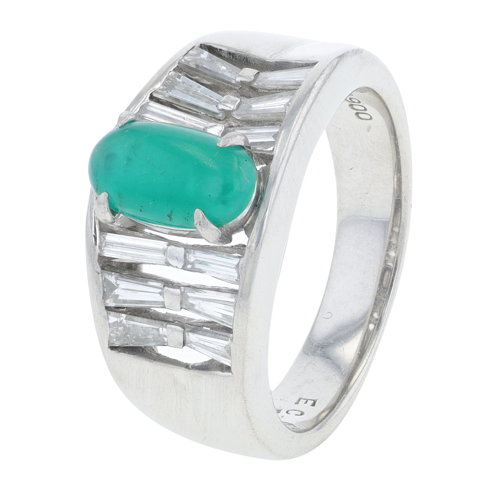 PT900 .67 CT Emerald Ring