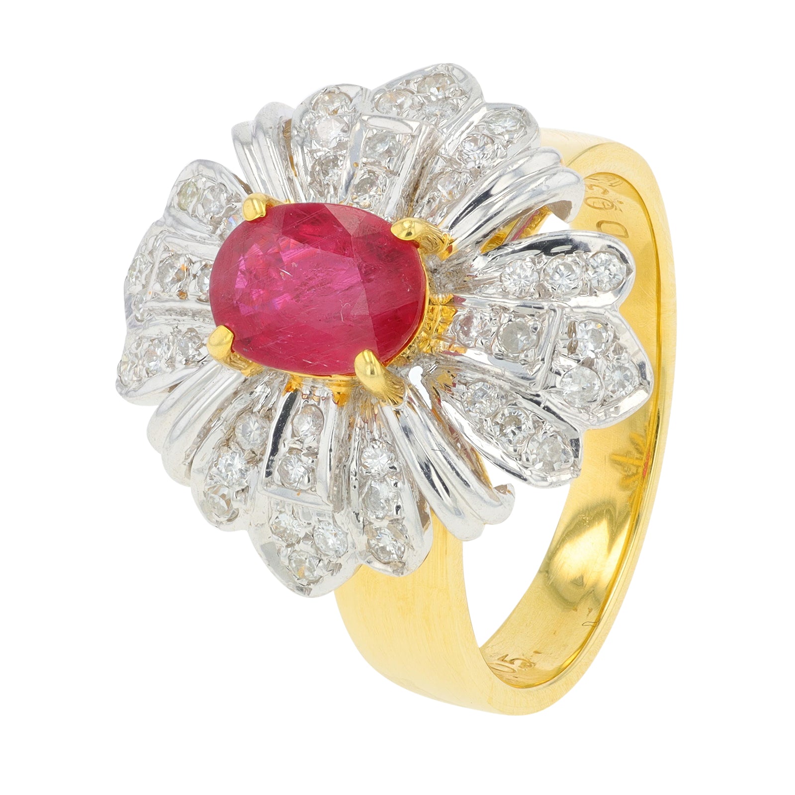 18K YG/PT900 1.05 CTW Ruby Ring