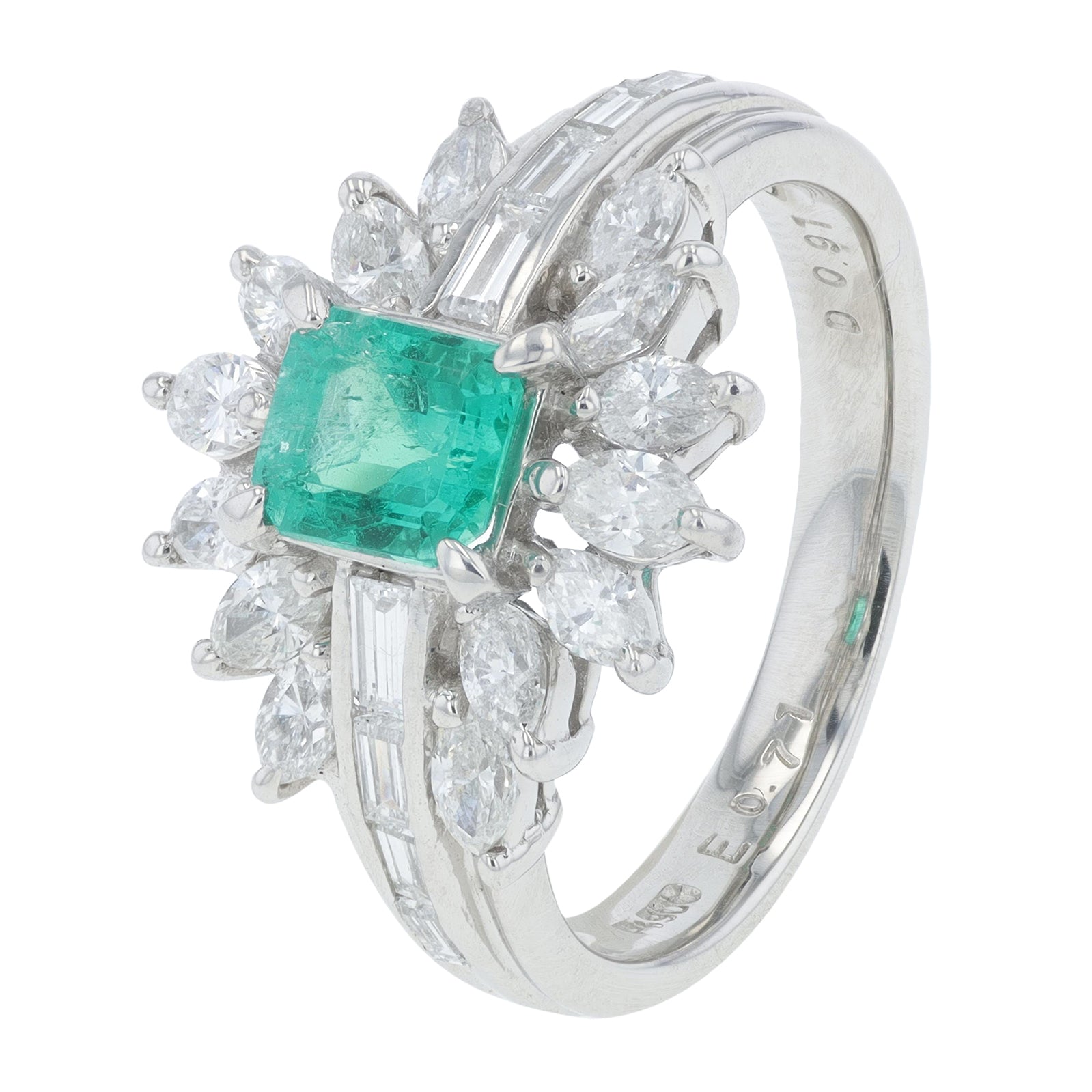 PT900 .71 CT Emerald Ring