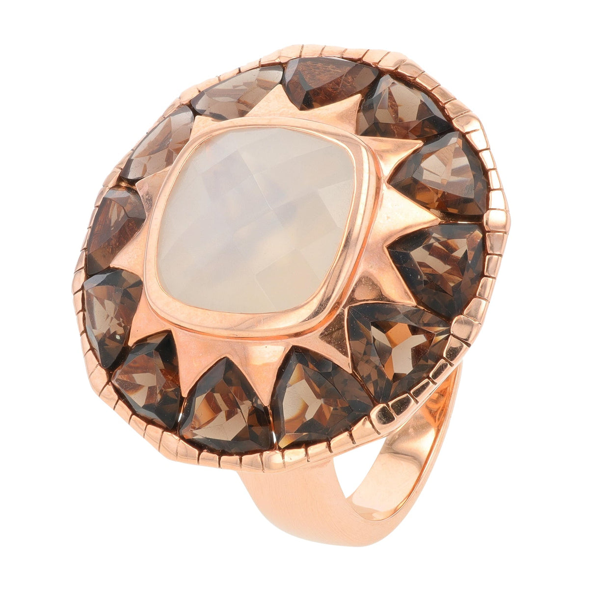 14K RG 8.20 CT Moonstone & Smoky Quartz