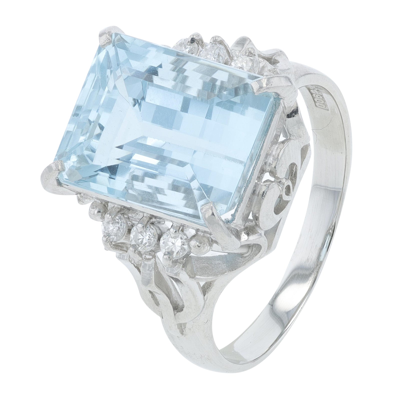 PT900 6.31 CT Aquamarine Ring