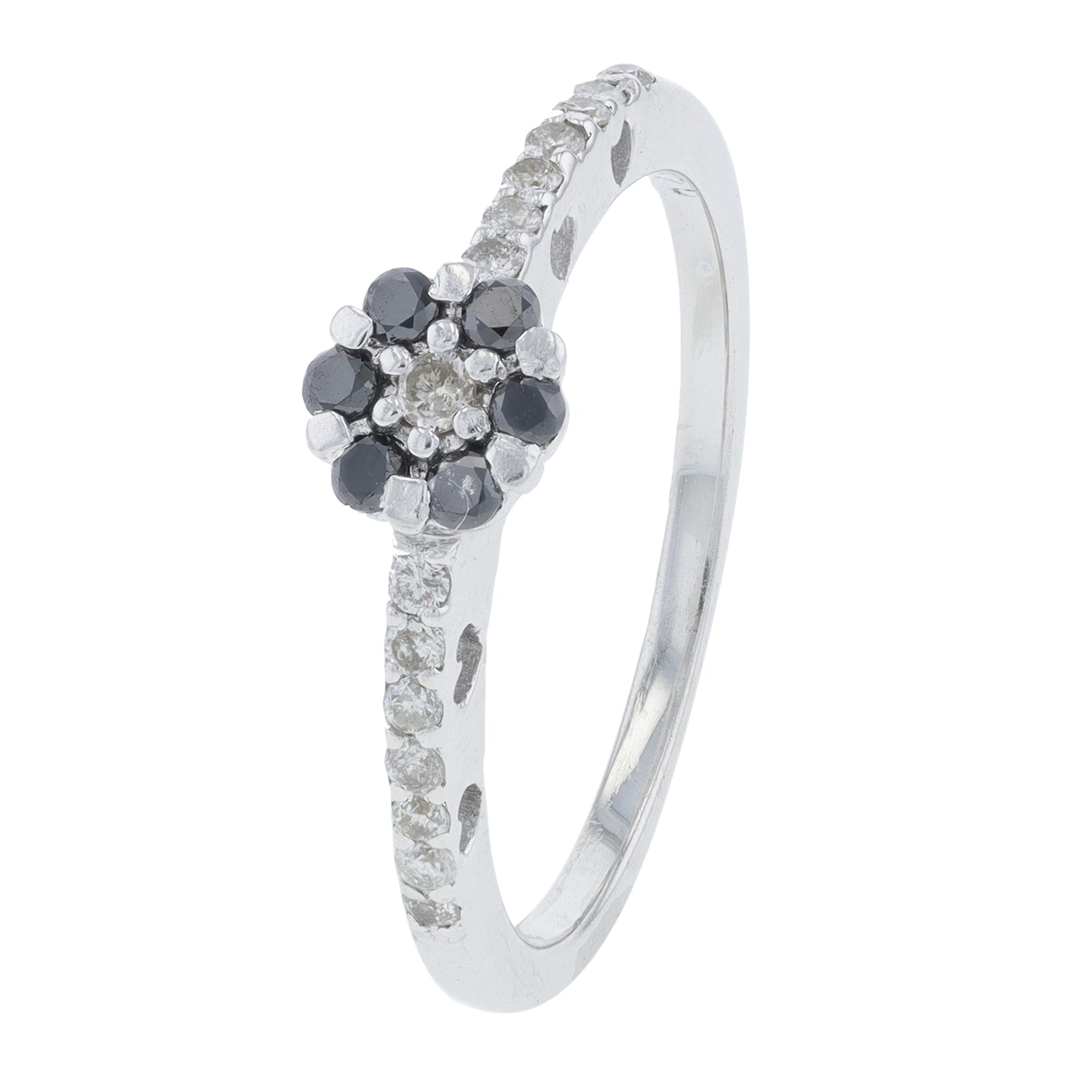 18K WG .23 CT Black & White Diamond Ring