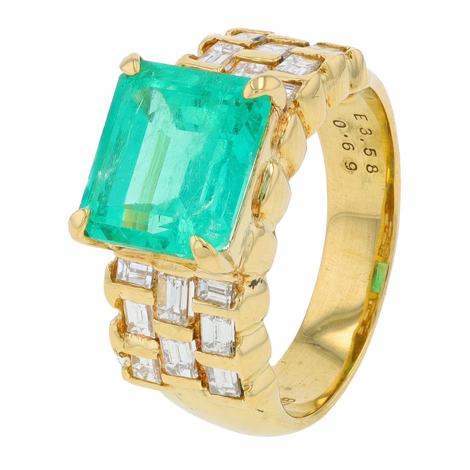 18K YG 3.58 CTW Emerald Ring